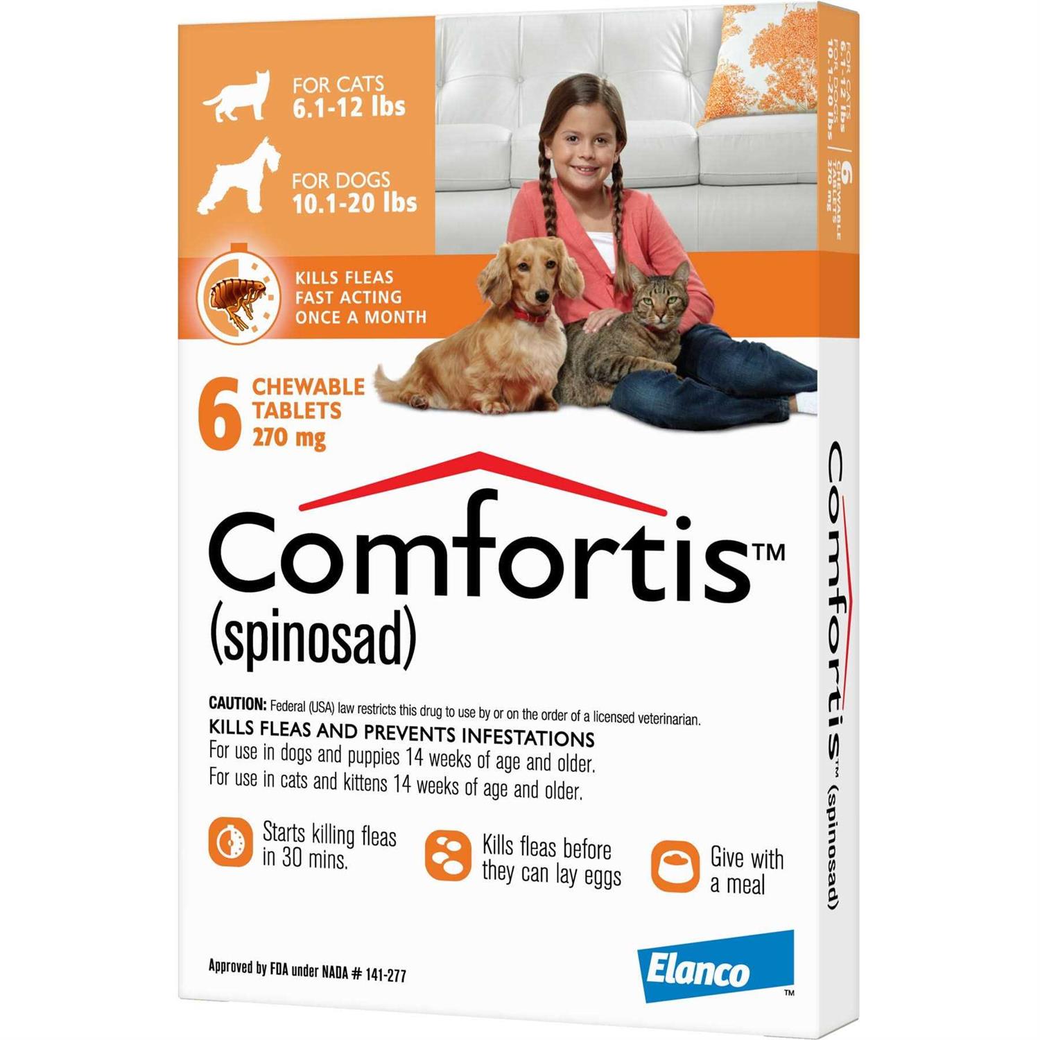 Comfortis Chewable Tablet for Dogs 10.1-20 lbs & Cats 6.1-12 lbs