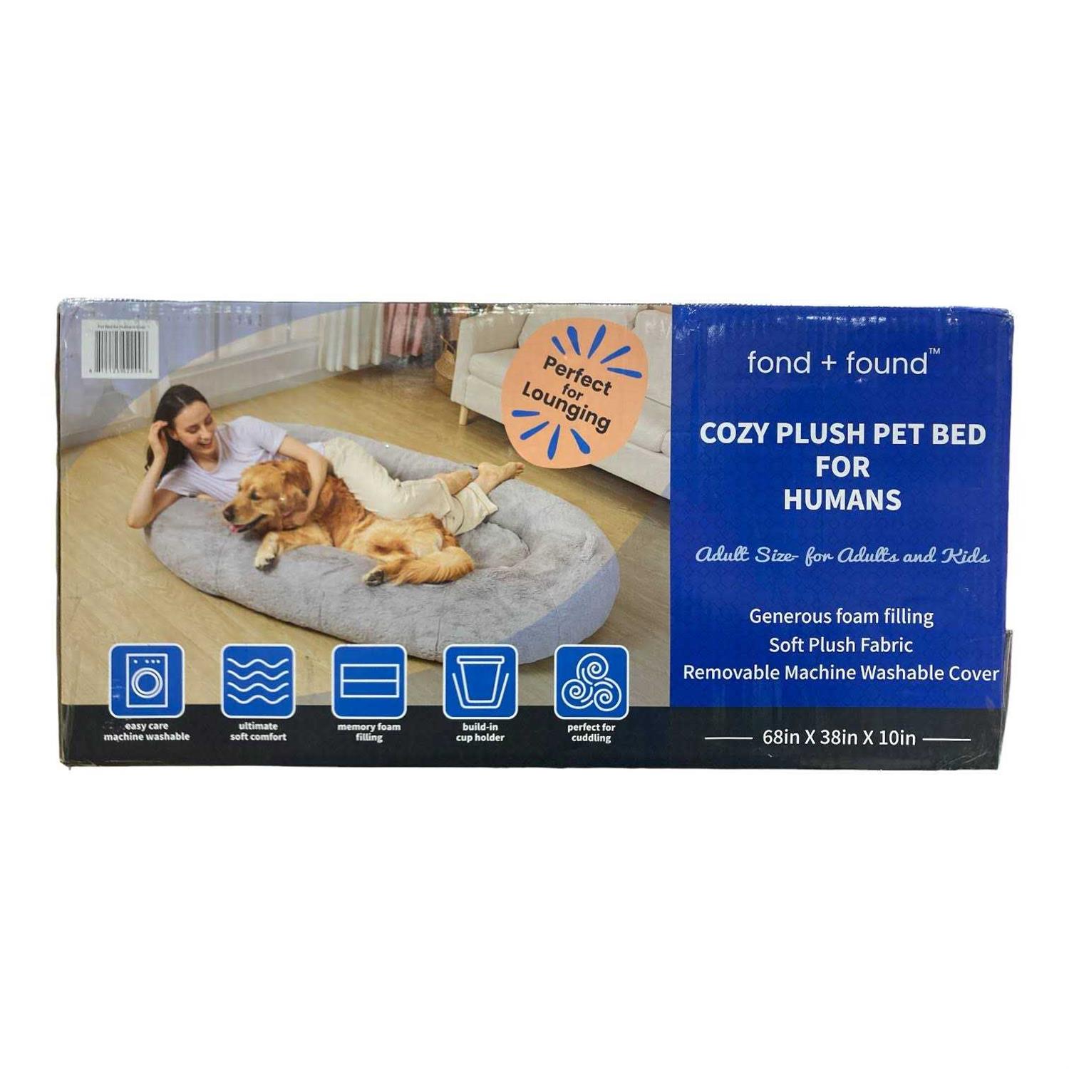 Fond + Found Large Cozy Plush Pet Bed for Humans