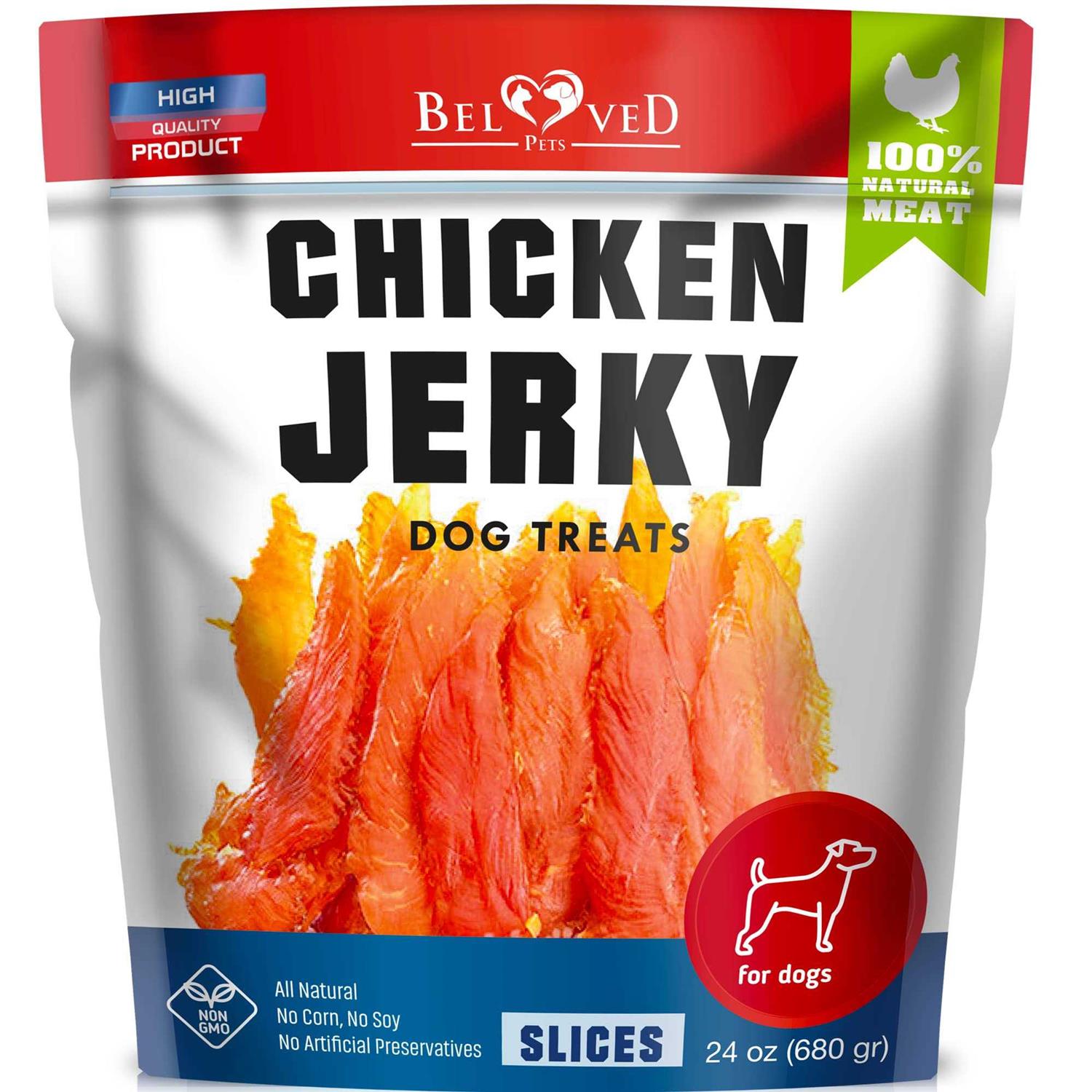 Beloved Pets Chicken Jerky Dog Treats 1.5 Lb Human Grade Pet Snacks & Grain Free Organic Meat