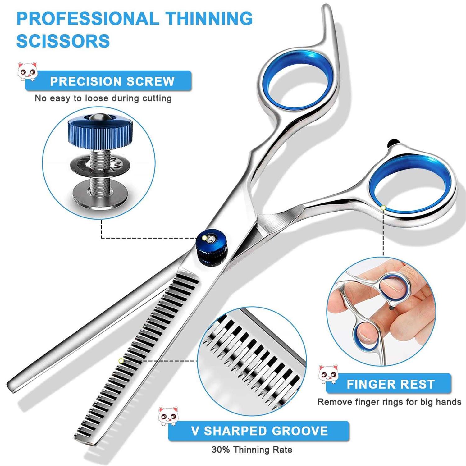 Gimars Professional 6 in 1 Dog Grooming Scissors 4CR Stainless Steel with Safety Round Tip