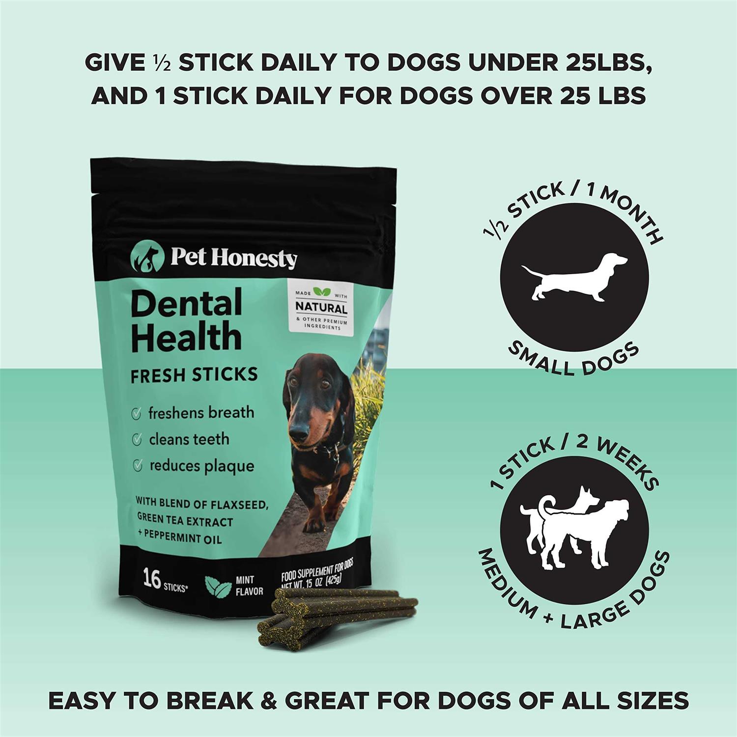 Pet Honesty Dental Health Fresh Sticks Dental Treats for Dogs