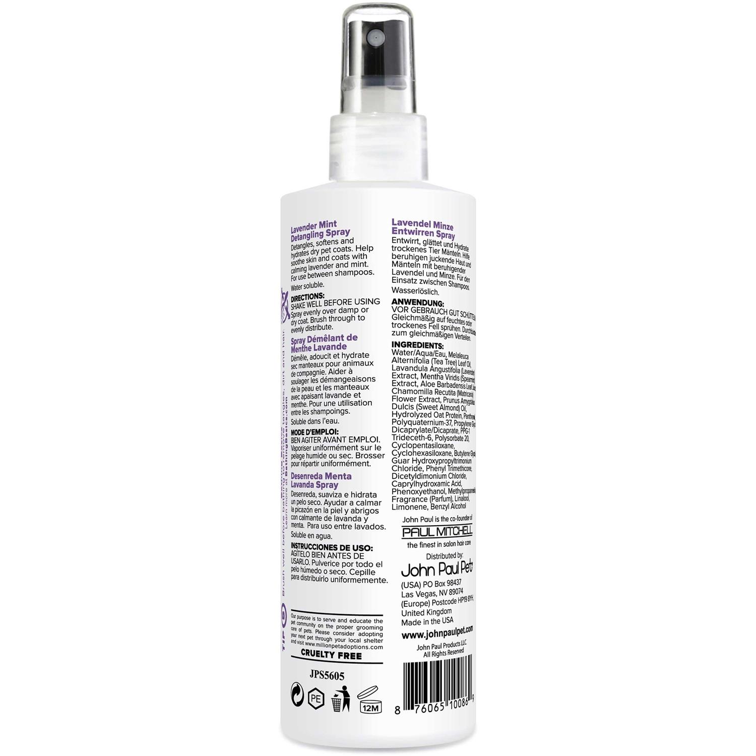 John Paul Pet Lavender Mint Detangling Spray