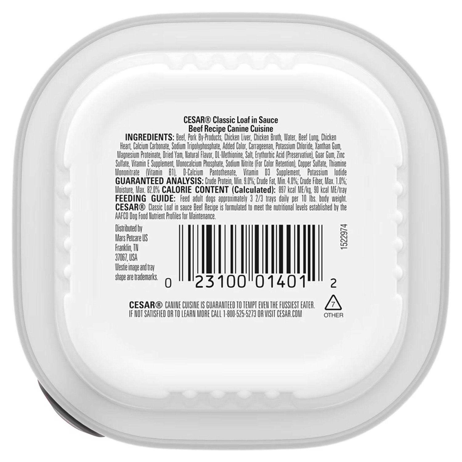 Cesar Classic Loaf in Sauce Wet Dog Food Chicken & Beef Recipe Puppy