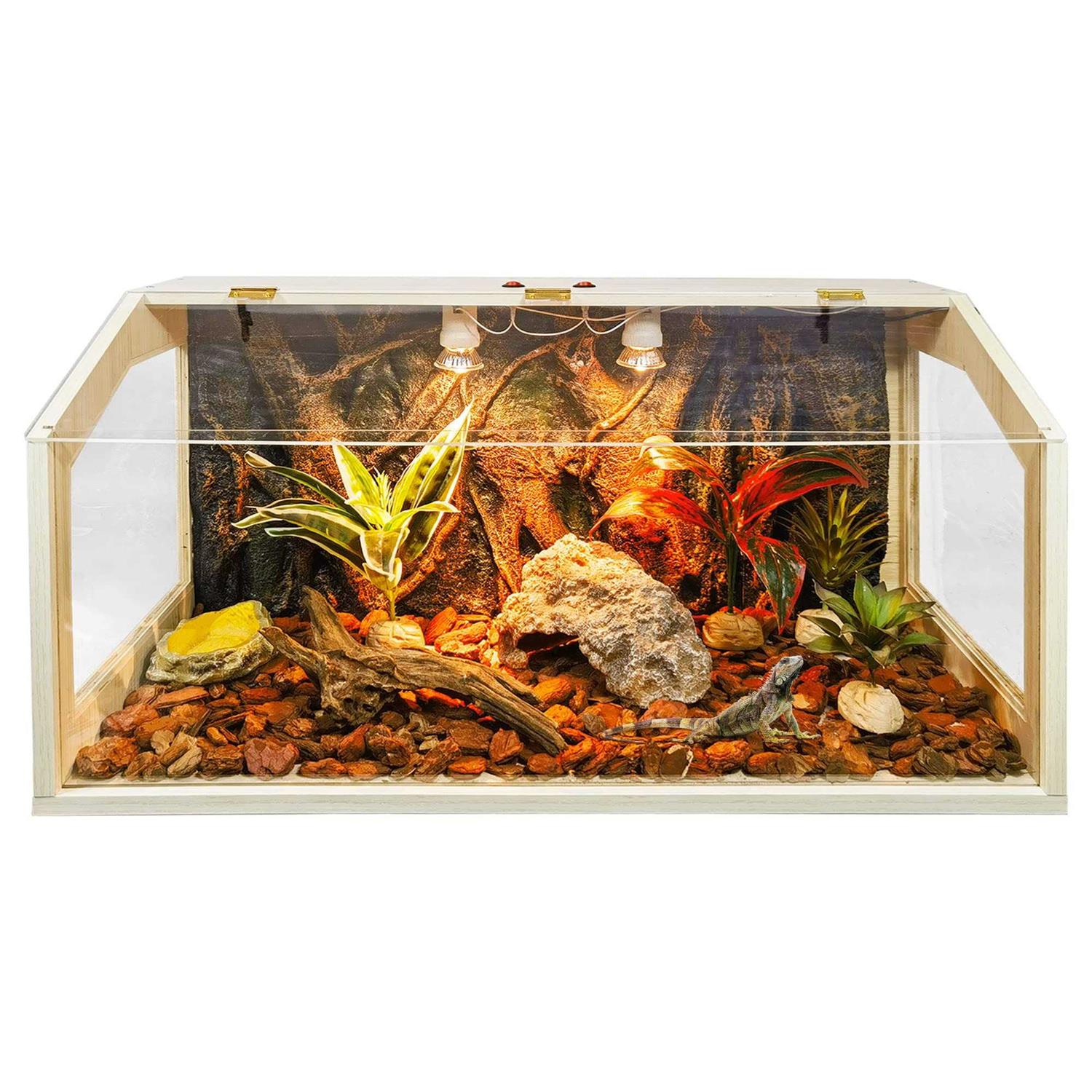 Prolee 21 Gallon to 68 Gallon Reptile Terrarium Tank Tank Bearded Dragon Tank with Roof Door