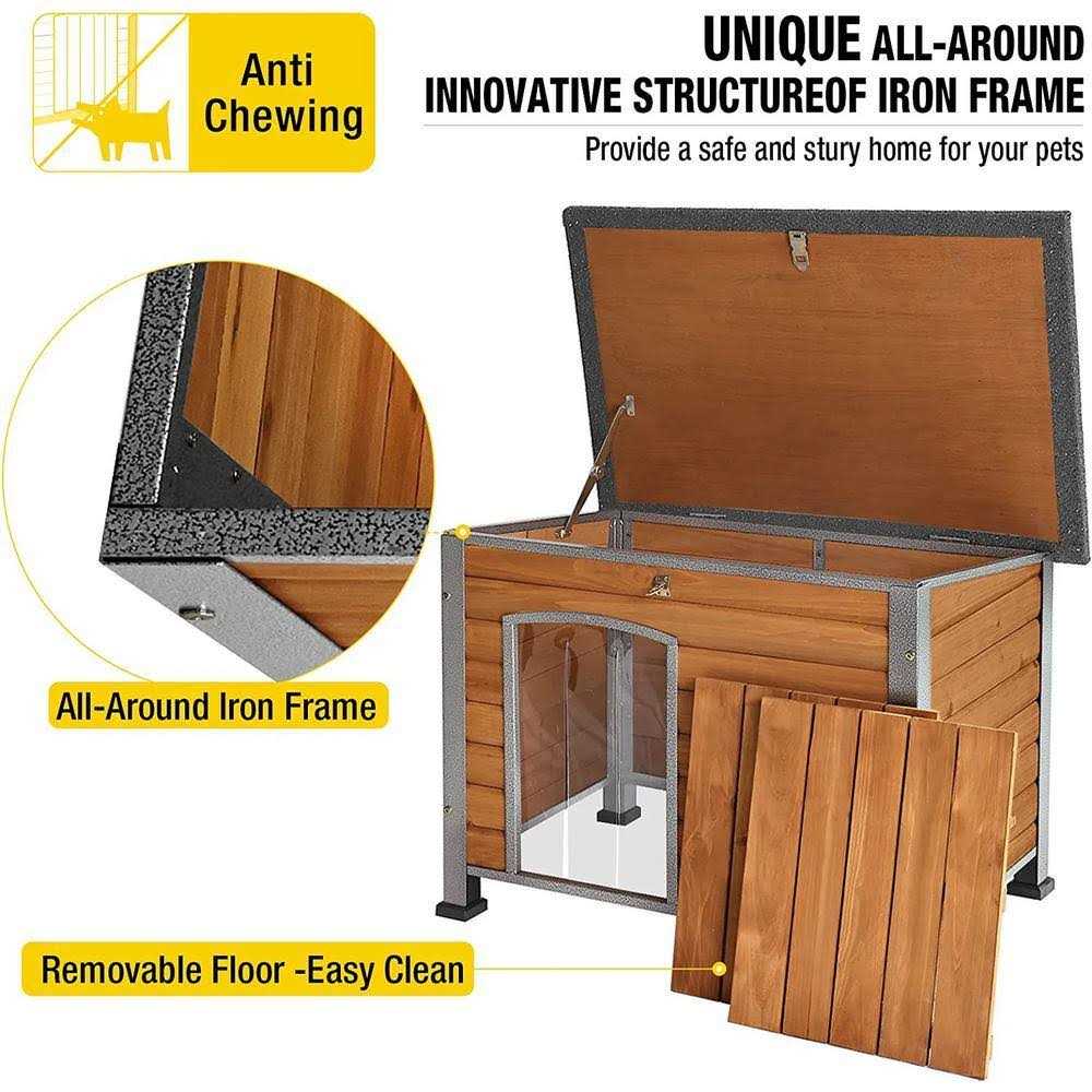aivituvin Wooden Heavy-Duty Dog Crates House with Strong Iron Frame