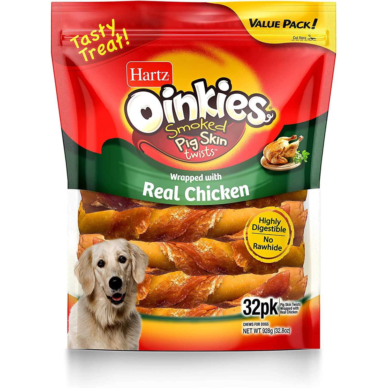 Hartz Oinkies Porkalicious Smoked Pig Skin Twists Dog Treats