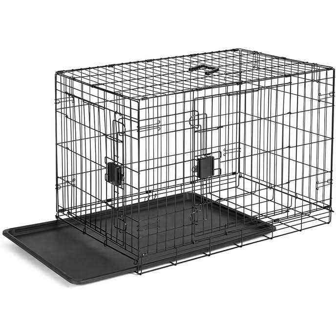 Amazon Basics Foldable Metal Wire Dog Crate with Tray