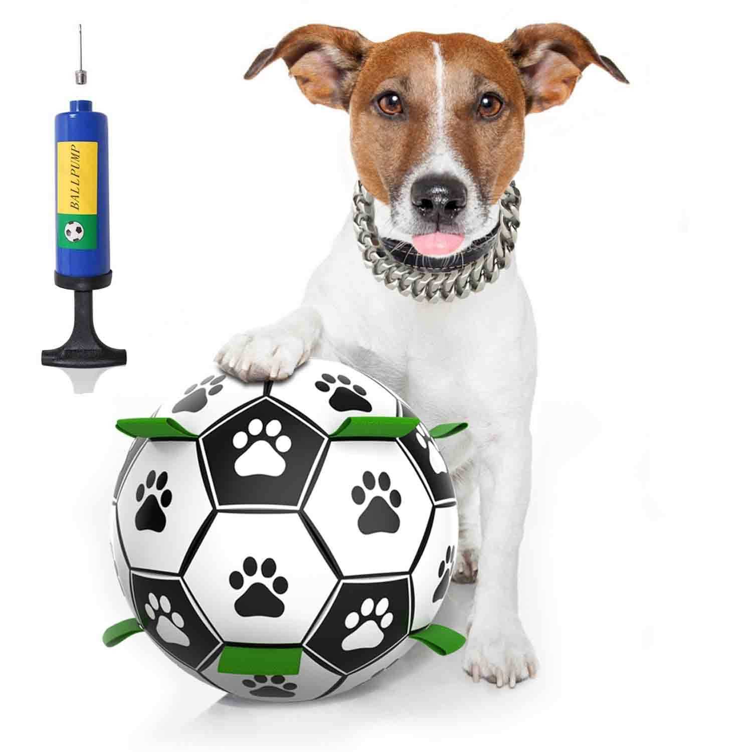 Canmilar Dog Toys Soccer Ball with Straps Interactive Dog Toys for Tug of War