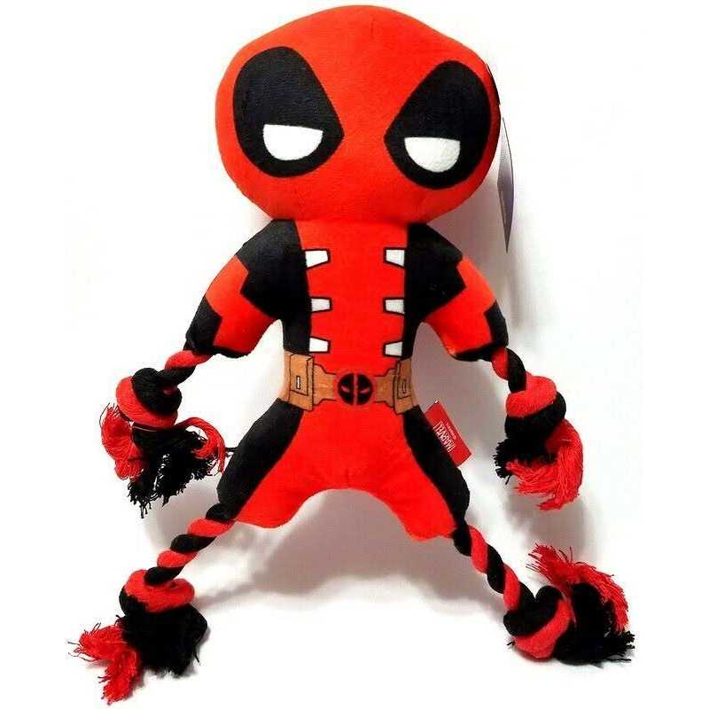 Marvel Dog Toy Deadpool Plush with Rope Squeaky Dog Toy