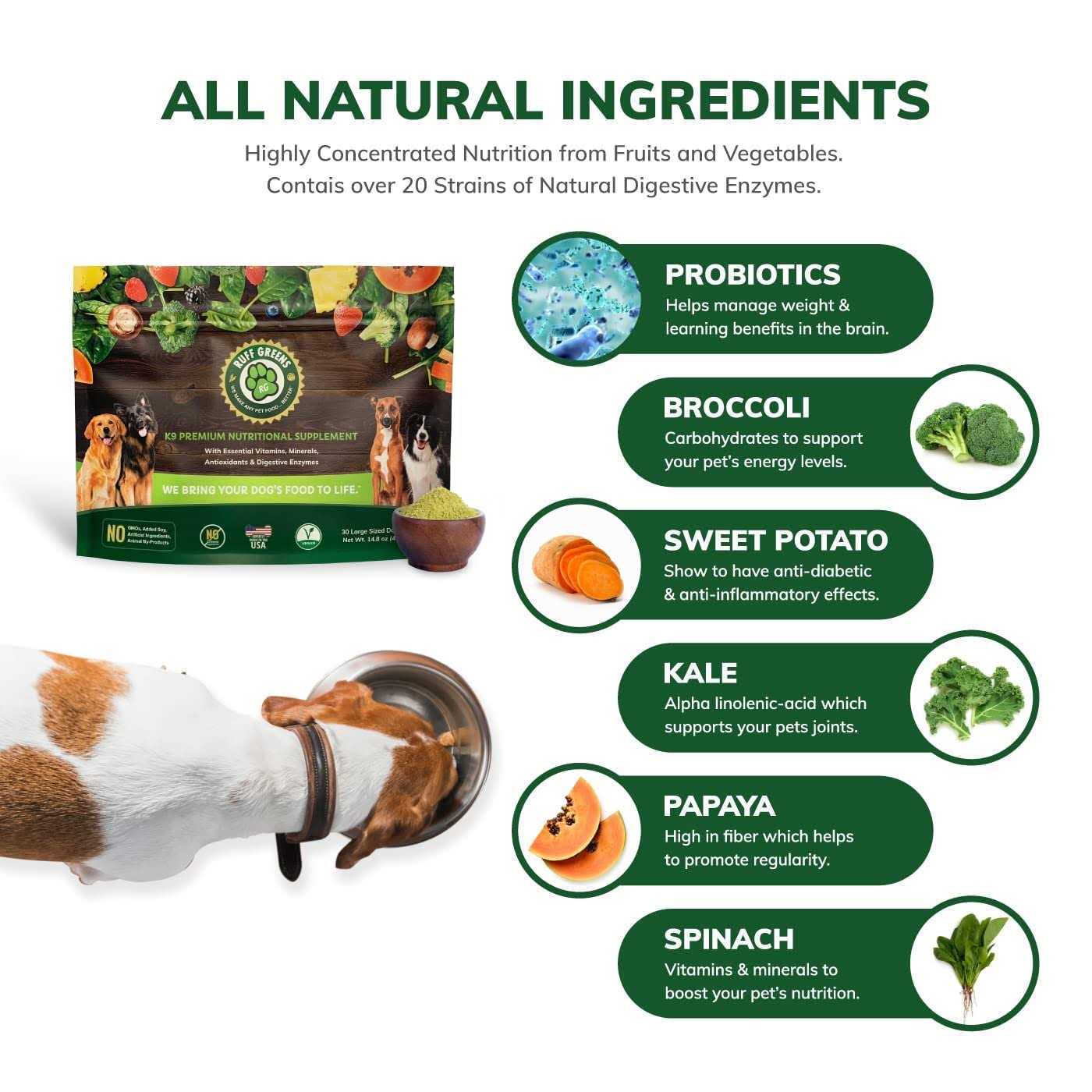 Ruff Greens Vitamin & Mineral Supplement Nutritional Support Dogs