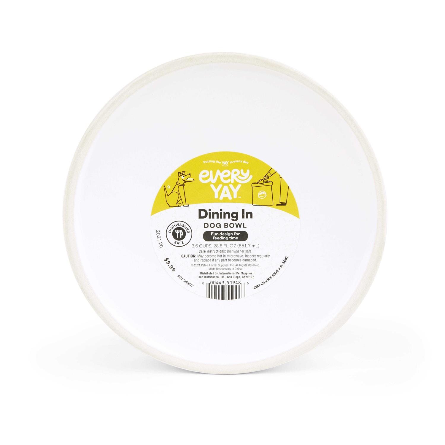 EveryYay Ceramic Wave Dog Bowl