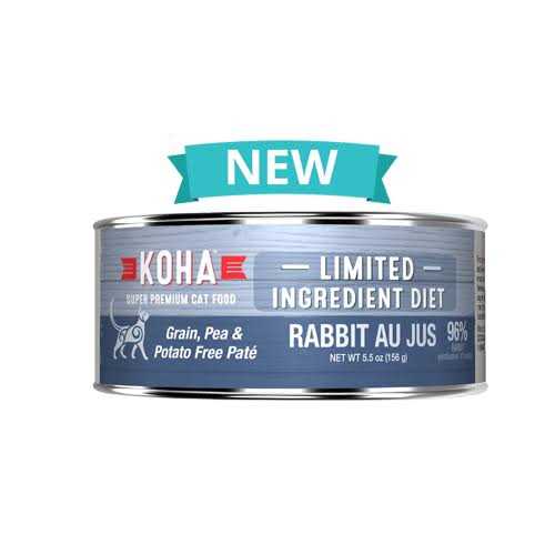 Koha Limited Ingredient Diet Rabbit Pate for Cats Single Meat Wet Cat Food for Sensitive Stomachs