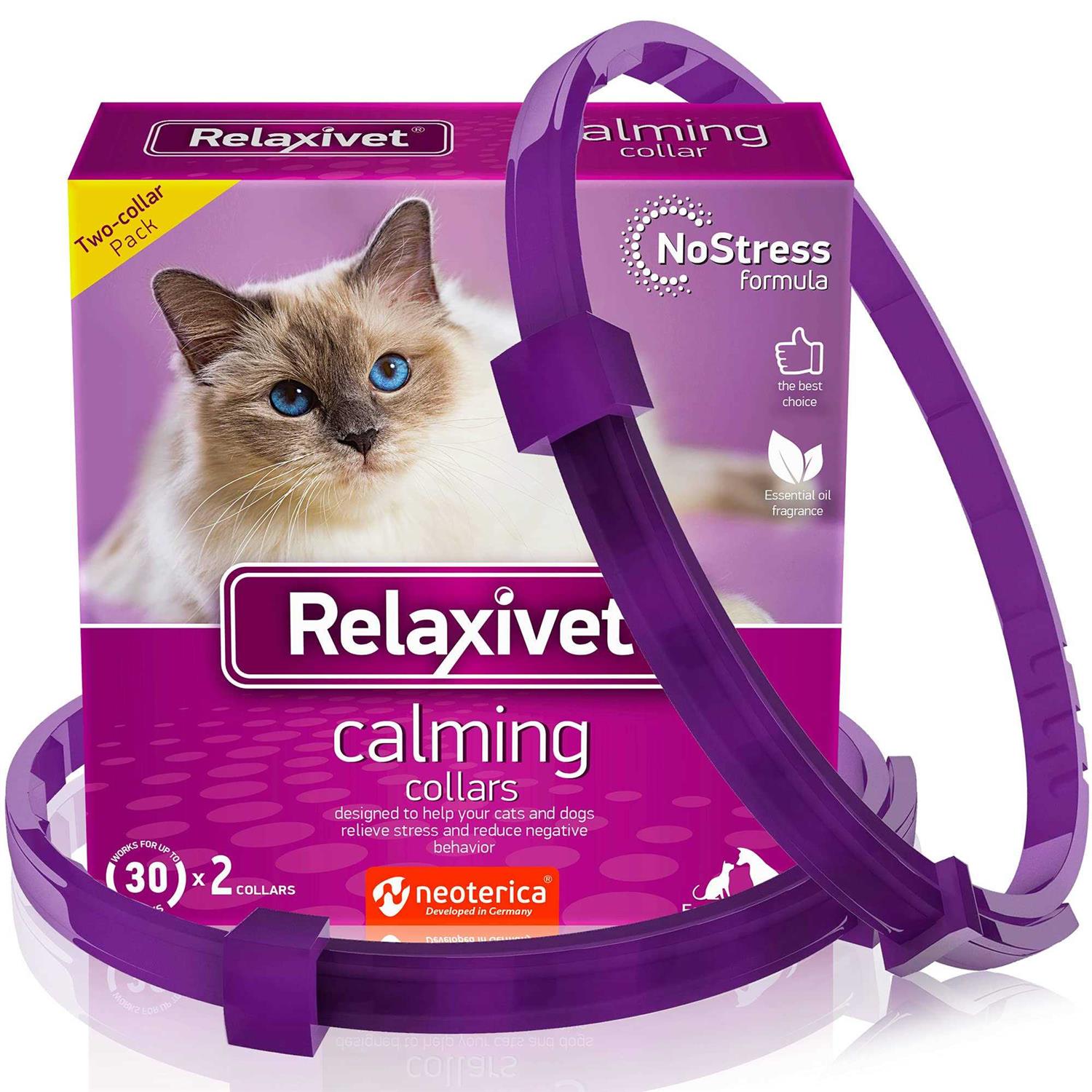 Relaxivet Cat Calming Collar & Pet Anti Anxiety Products Feline Calm Pheromones Collars & Cats Stress Relief