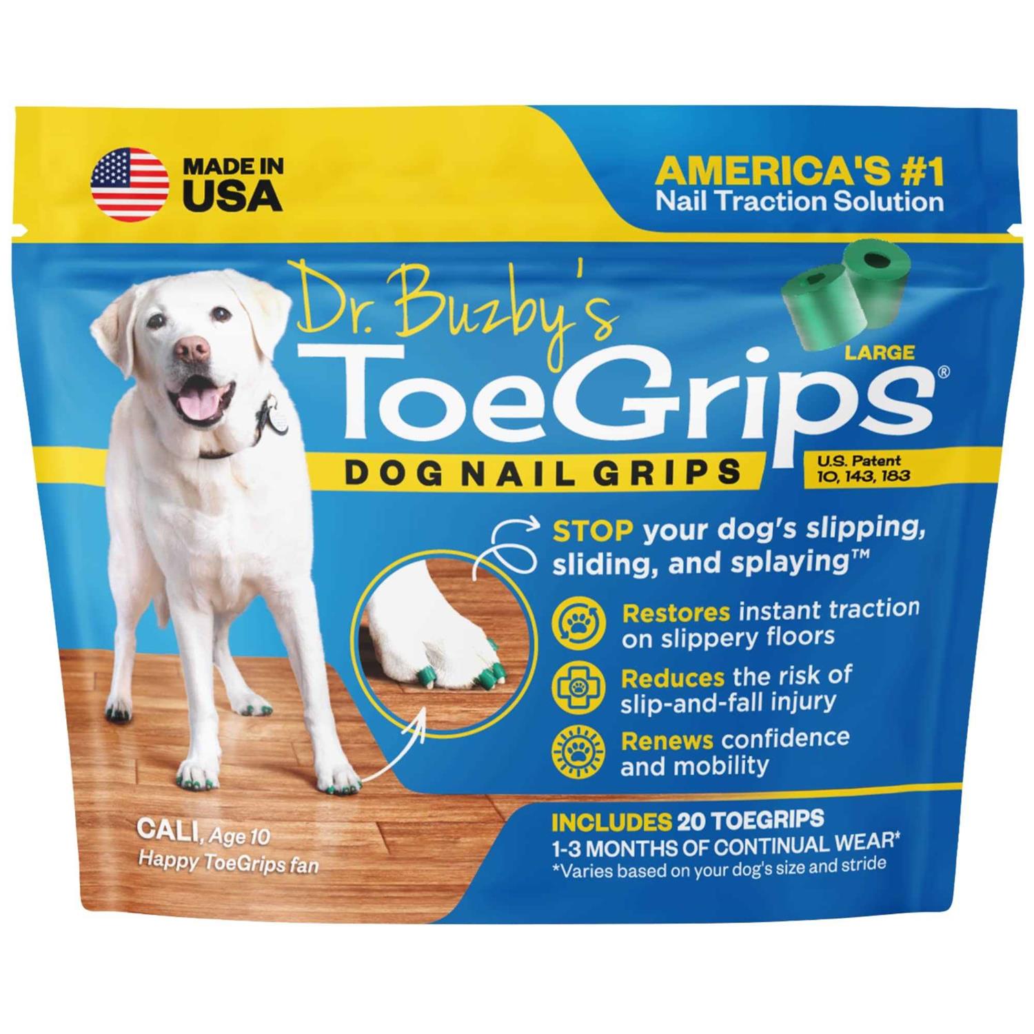 Dr Buzby’s Large Toegrips for Dogs Instant Traction on Wood/Hardwood Floors