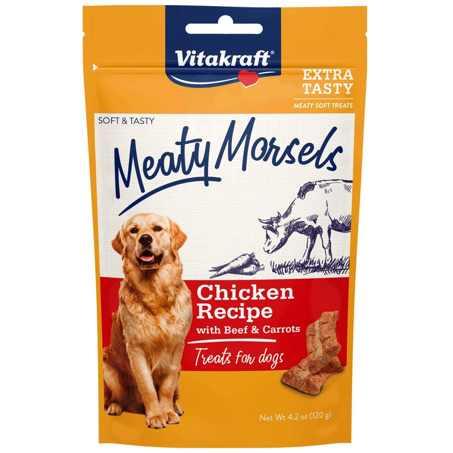 Vitakraft Meaty Morsels Chicken Recipe with Beef & Carrots Dog Treat Mini
