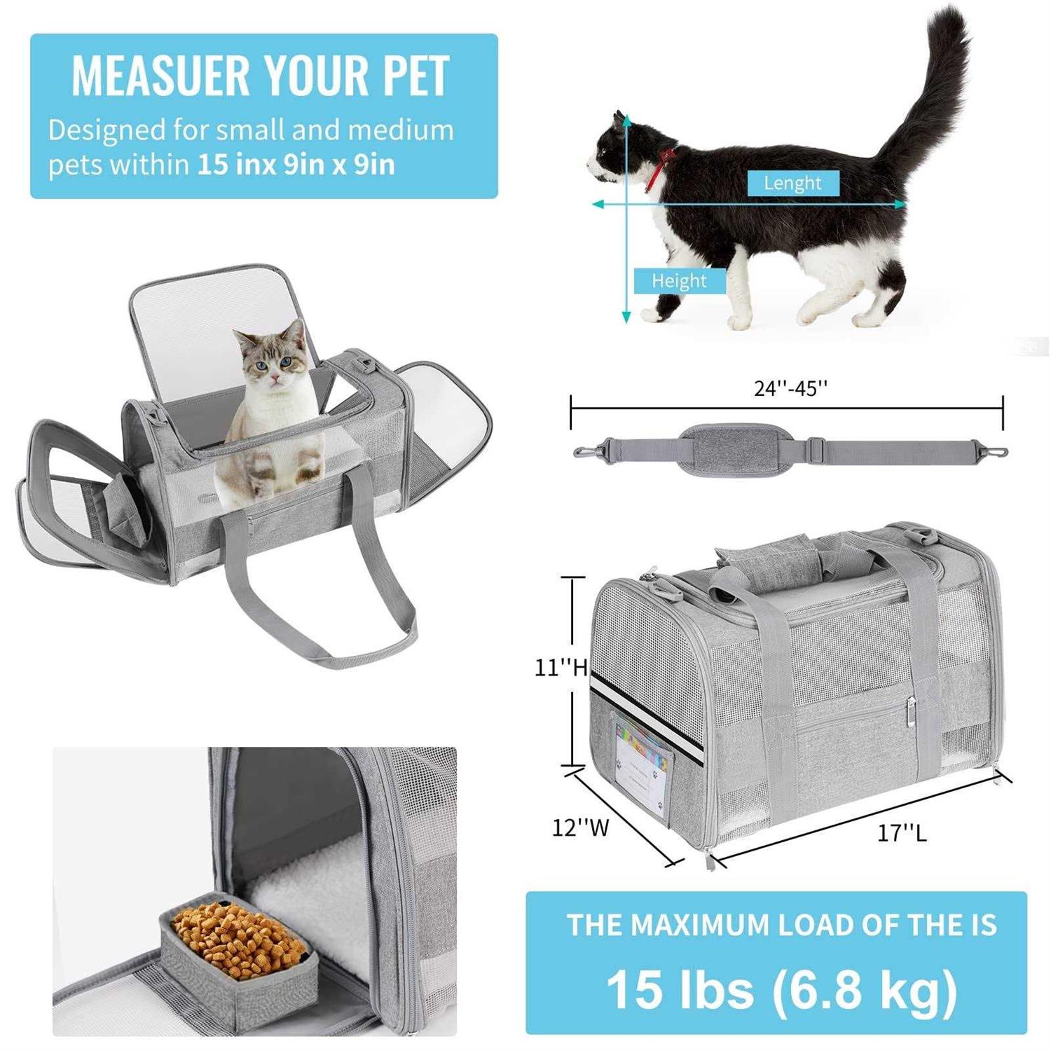 CUSSIOU Cat Carrier Dog Carrier Pet Carrier Airline Approved for Small Dogs Medium Cats Puppies Under 15 Lbs
