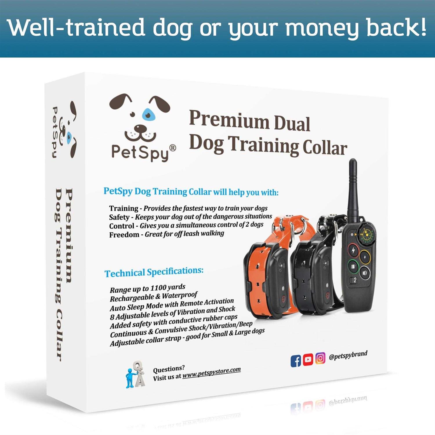 PetSpy Premium Dog Training Shock Collar for Dogs with Vibration Shock and Beep