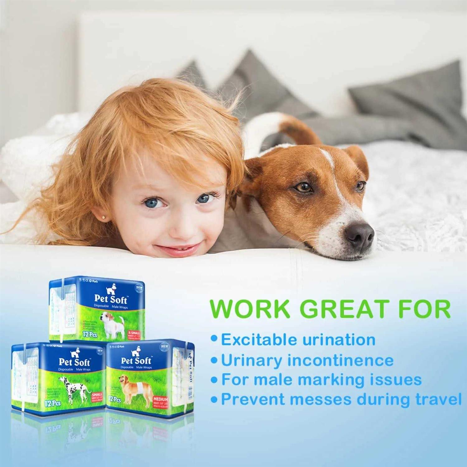 Pet Soft Disposable male Wrap Dog Diaper,12Pcs,M