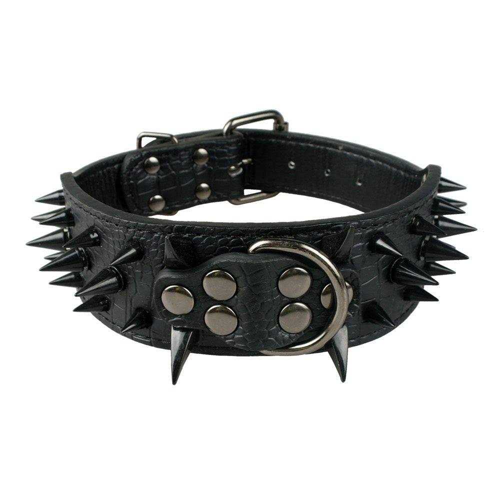 Berry Pet Sharp Spiked Studded Dog Collar Stylish Leather Dog Collars 2 Inch in Width Fit for Medium & Large Dogs