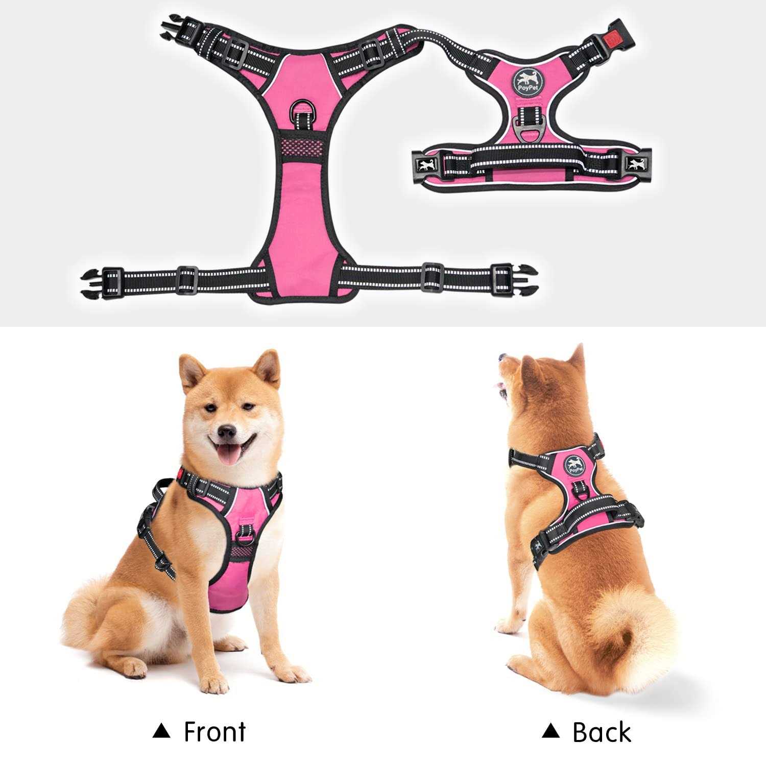 Poypet No Pull Dog Harness, Reflective Vest Harness with Front Adjustable