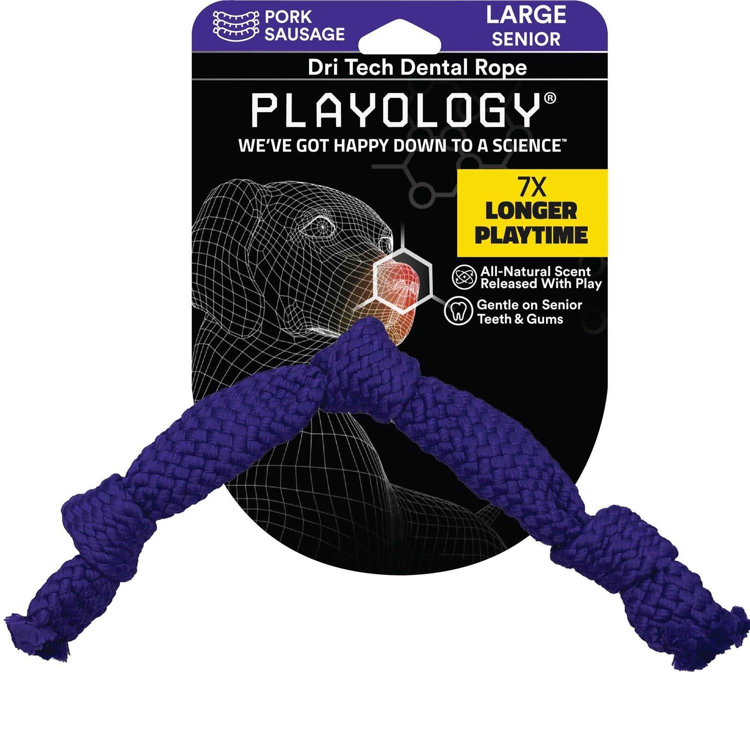 Playology Dri-Tech Dental Rope Peanut Butter Scented Dog Toy