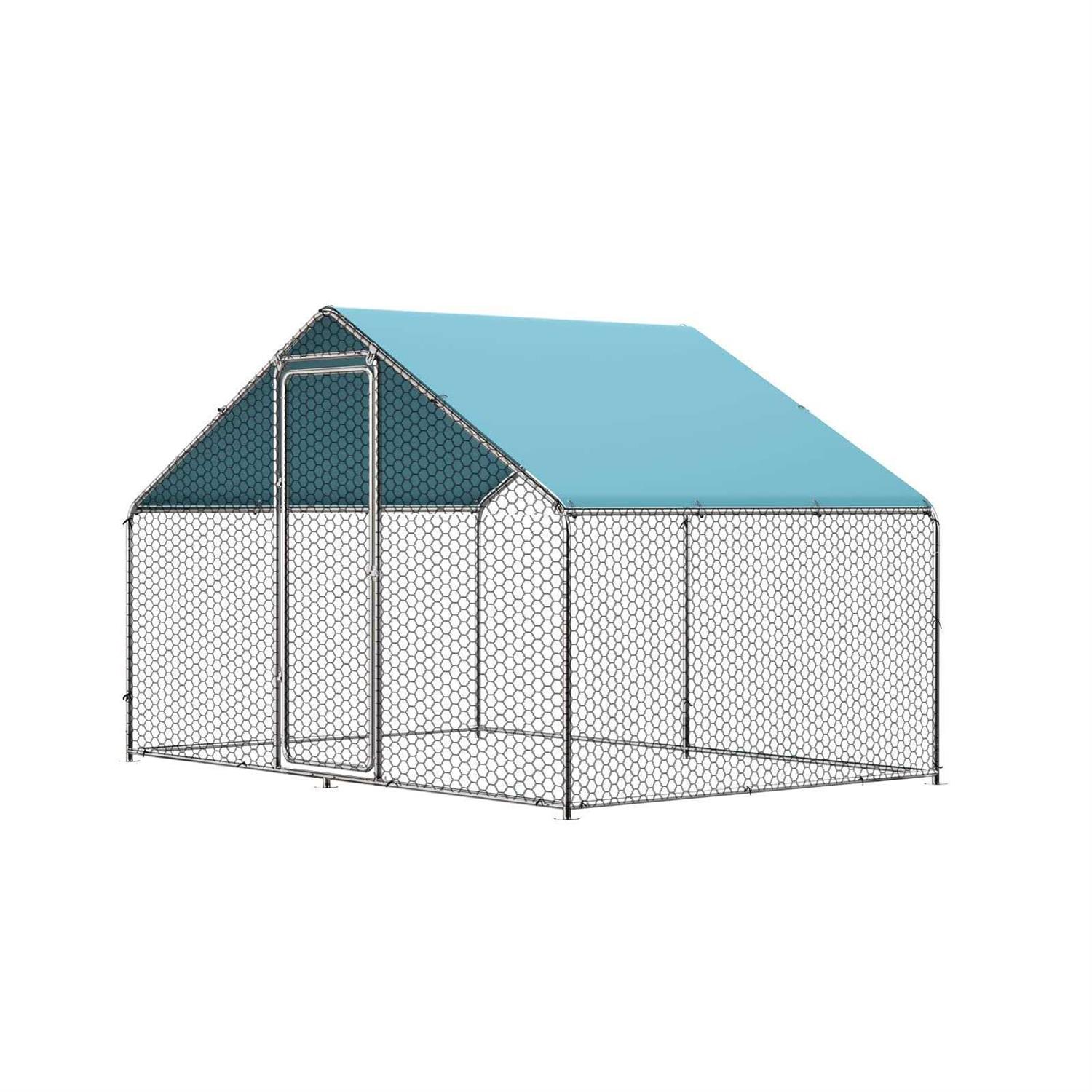 Roomtec Chicken Coop Large Metal Chicken Run Chickens,Dog Kennel Outdoor Cover Lockable Door Design
