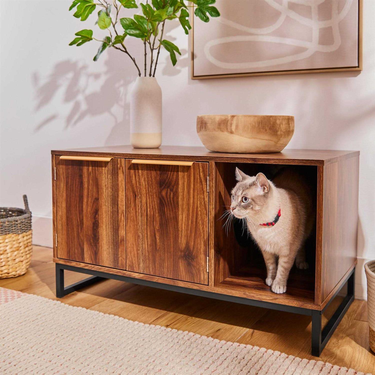 Frisco Walkway Entrance Two Door Bench Cat Litter Box Cover