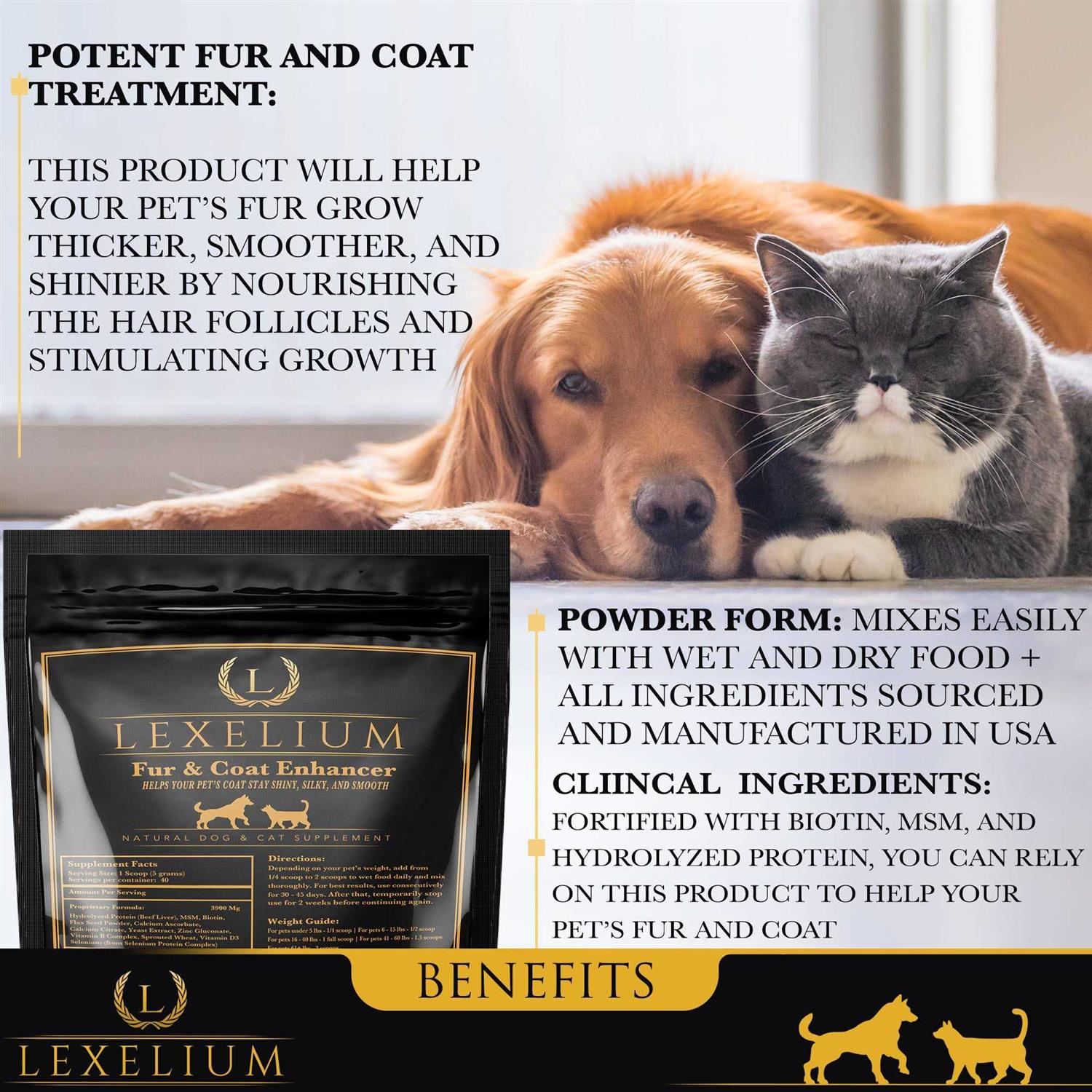 Lexelium Dermatitis Skin and Coat Supplement for Dogs and Cats Promotes Healthy Skin and Fur for Dogs and Cats