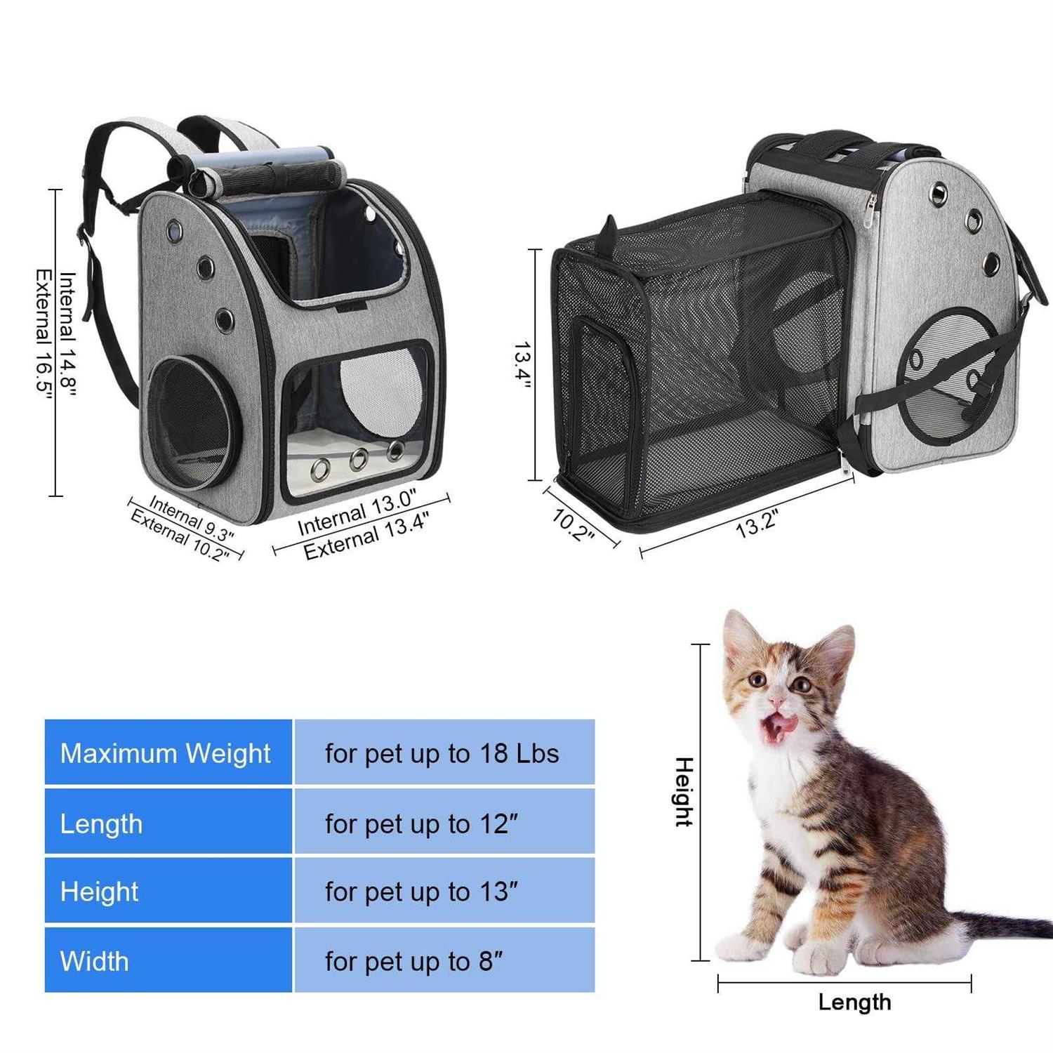 COVONO Expandable Pet Carrier Backpack for Cats, Dogs and Small Animals