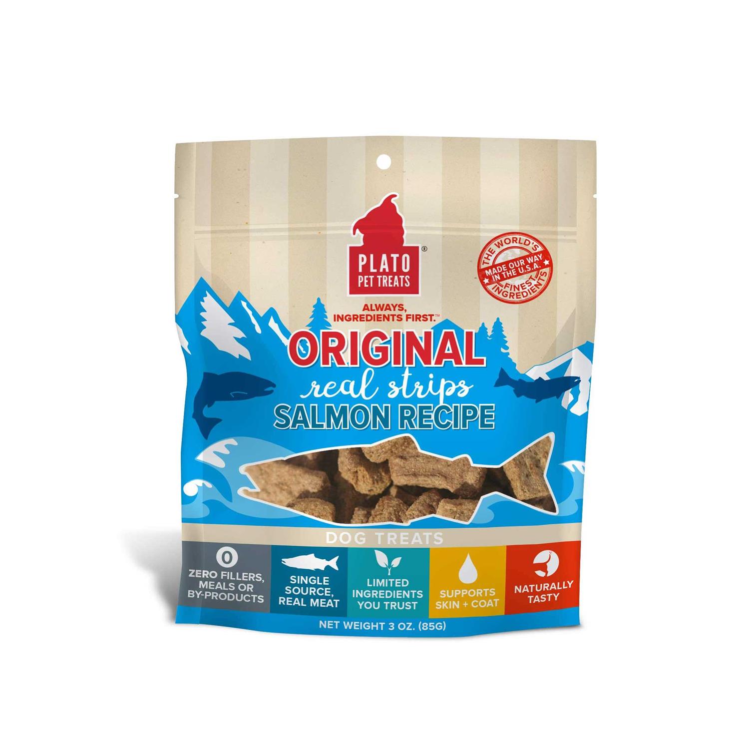 Plato Real Strips Salmon Dog Treats