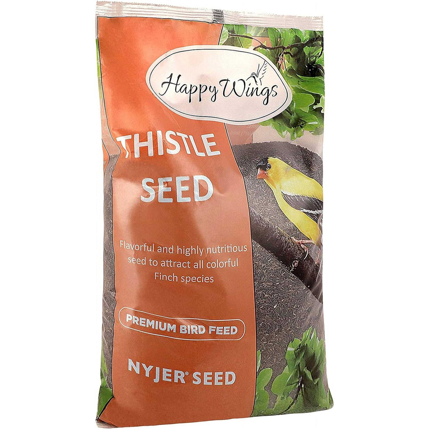 Happy Wings Thistle/Nyjer Seed Bird Food, No Growth Wild Bird Feed and Seed