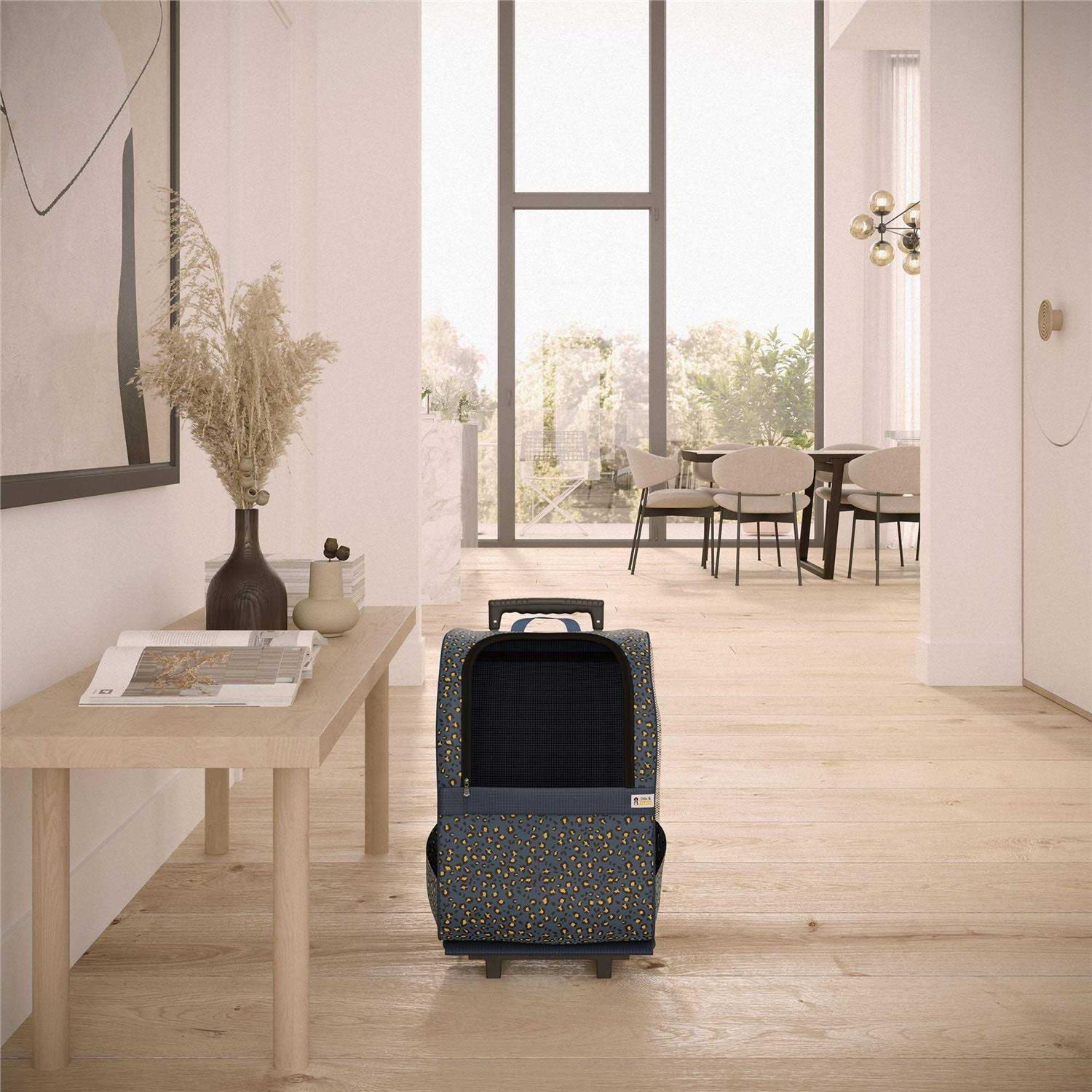 Ollie & Hutch Kaya Pet Carrier Trolley for Travel with Shock Absorbent Wheels, Breathable Mesh Opening for Dogs and Cats