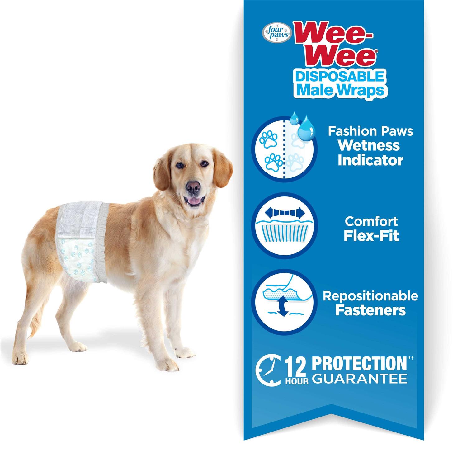 Four Paws Wee Wee Disposable Male Dog Wraps