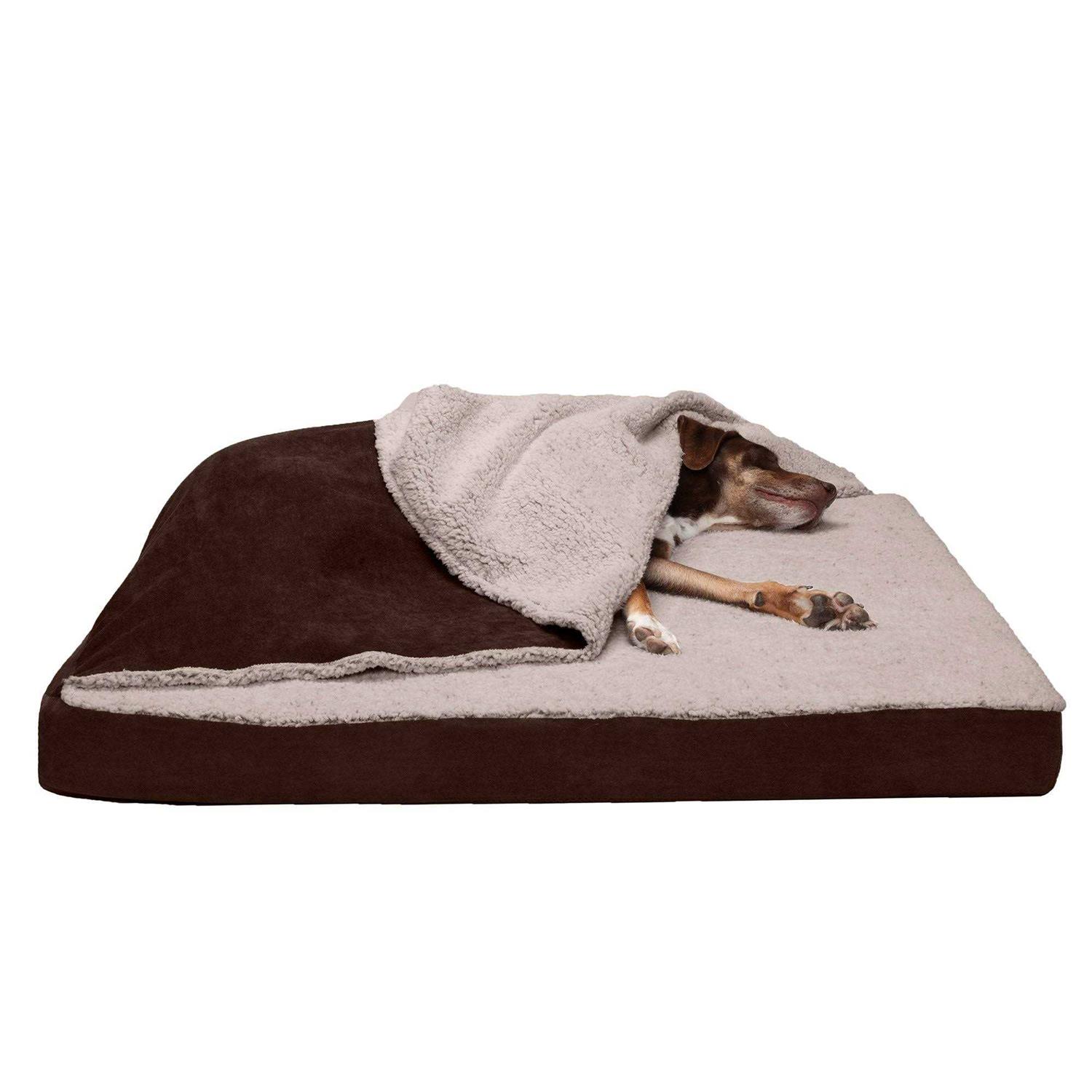 FurHaven Berber & Suede Blanket Top Top Dog Bed
