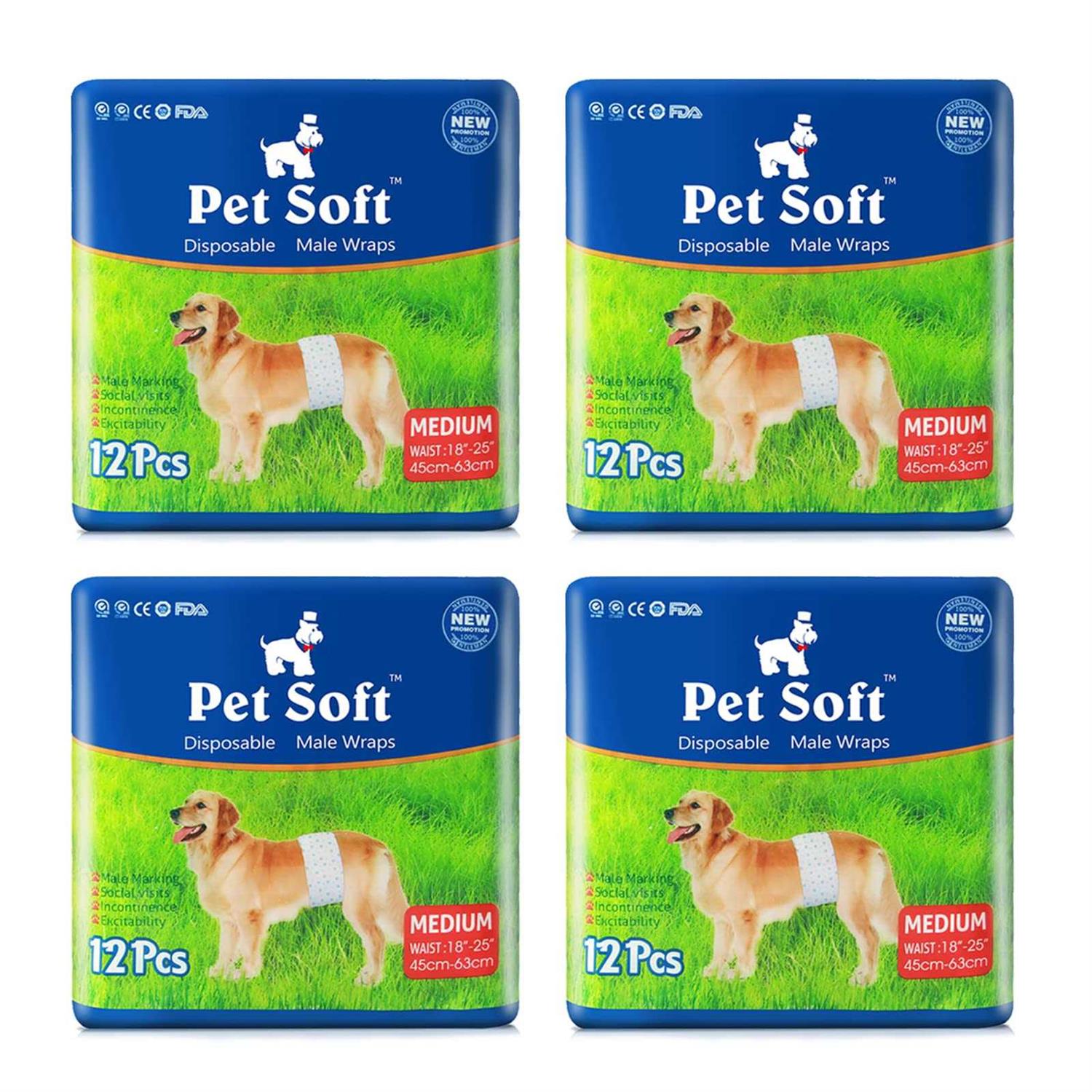 Pet Soft Disposable male Wrap Dog Diaper,12Pcs,M