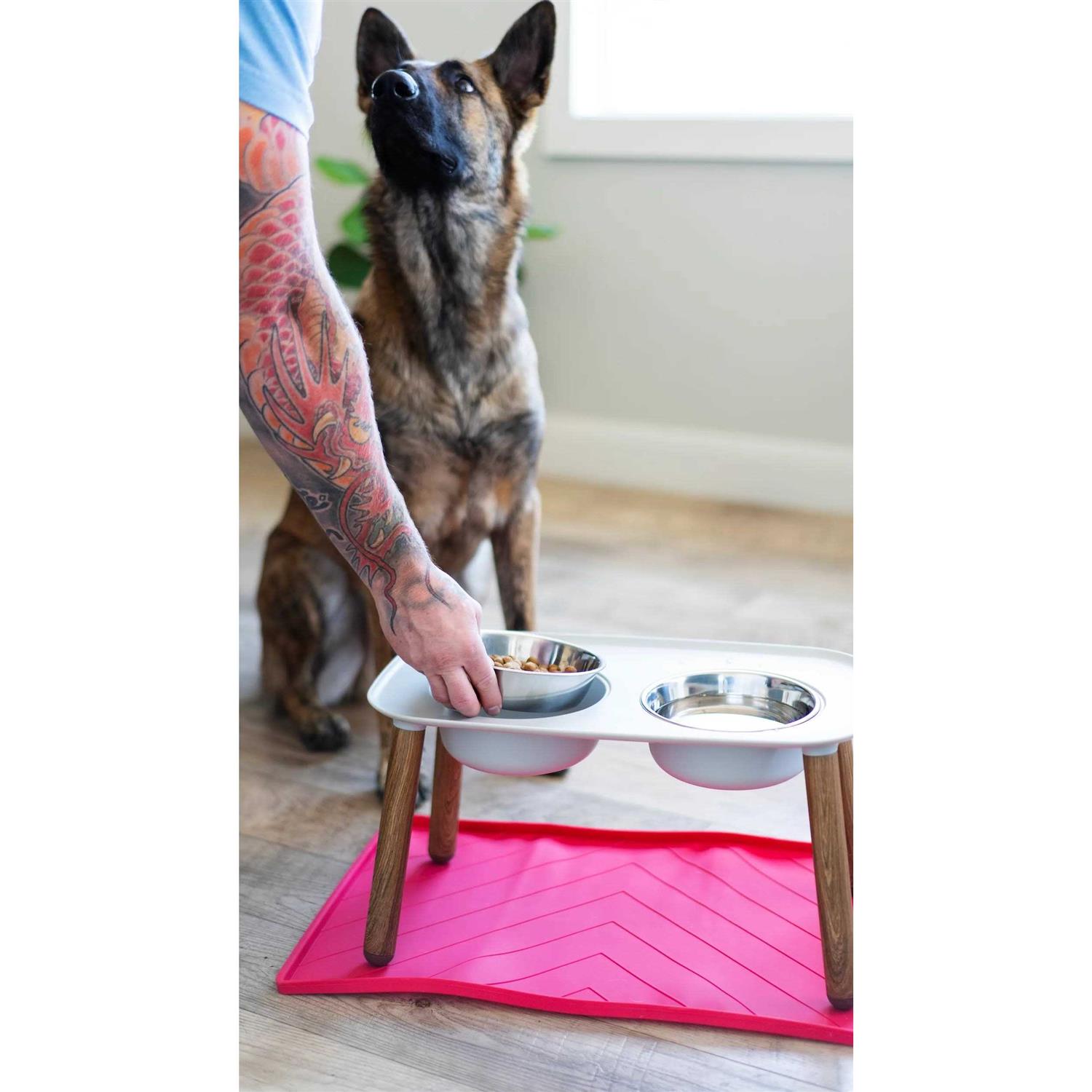 Messy Mutts Dog Double Feeder Elevated