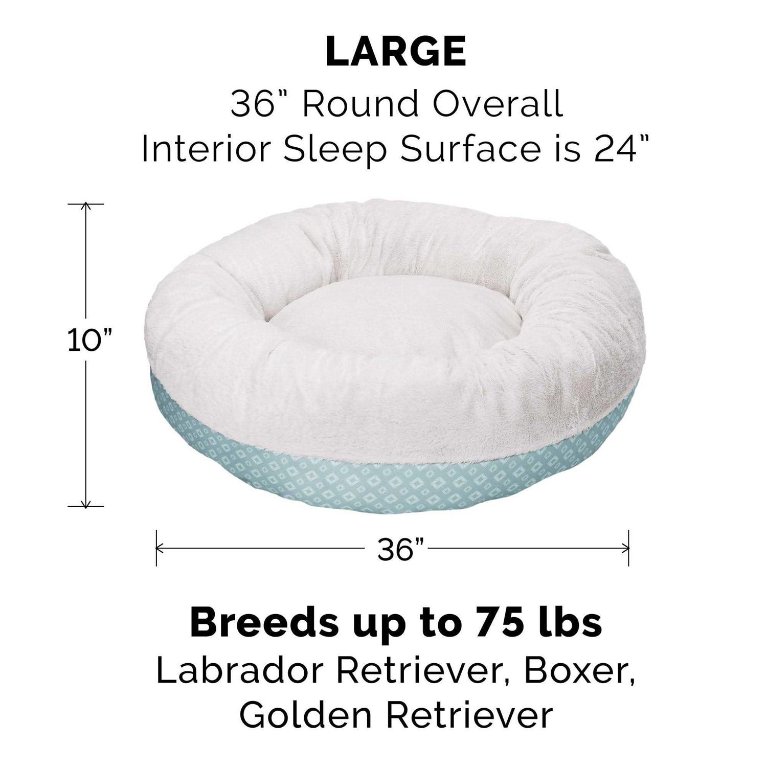 FurHaven Plush & Diamond Print Calming Donut Pet Bed for Dogs & Cats