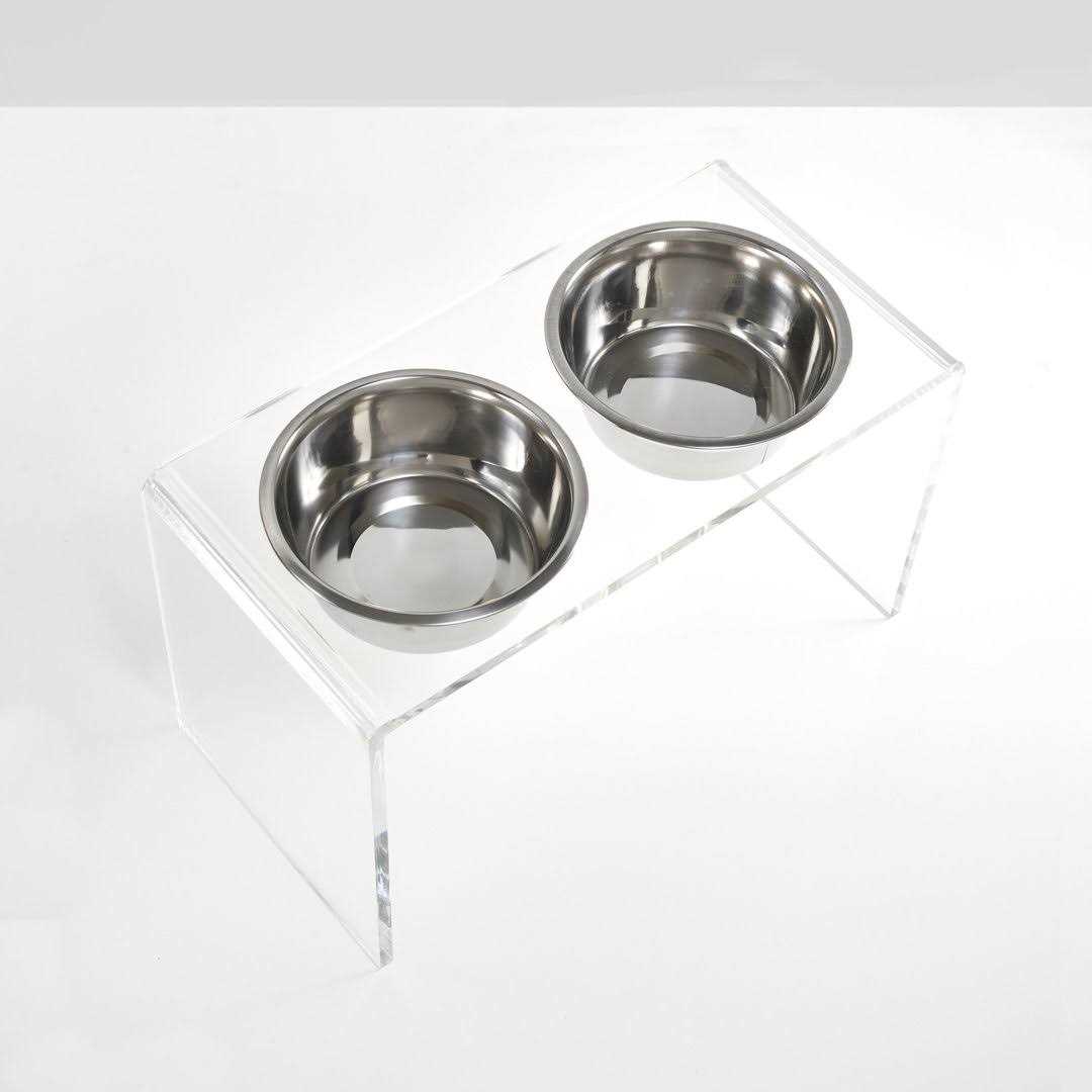 Hiddin Clear Double Bowl Pet Feeder