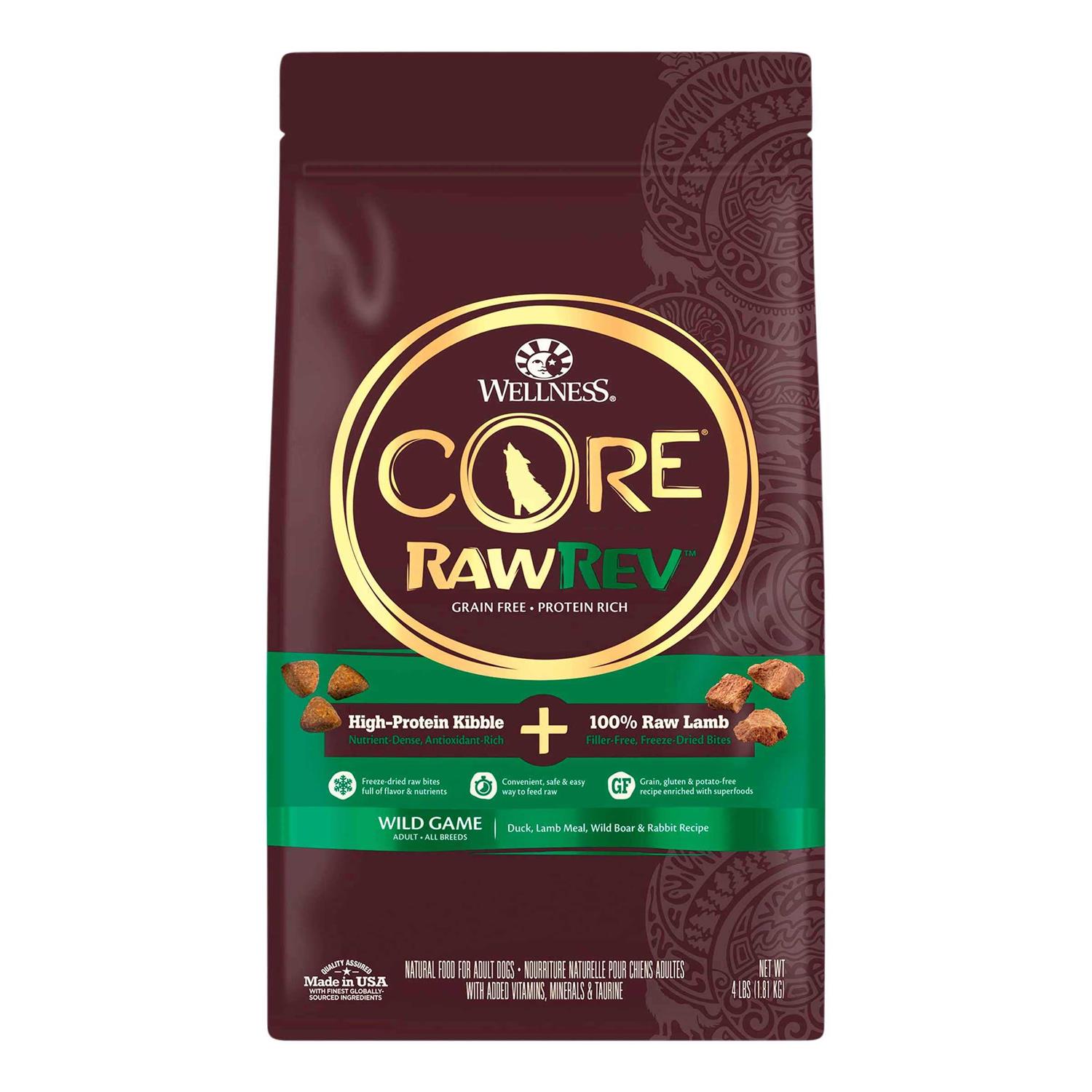 Wellness Core RawRev Natural Grain Free Wild Game Freeze Dried Dry Dog Food