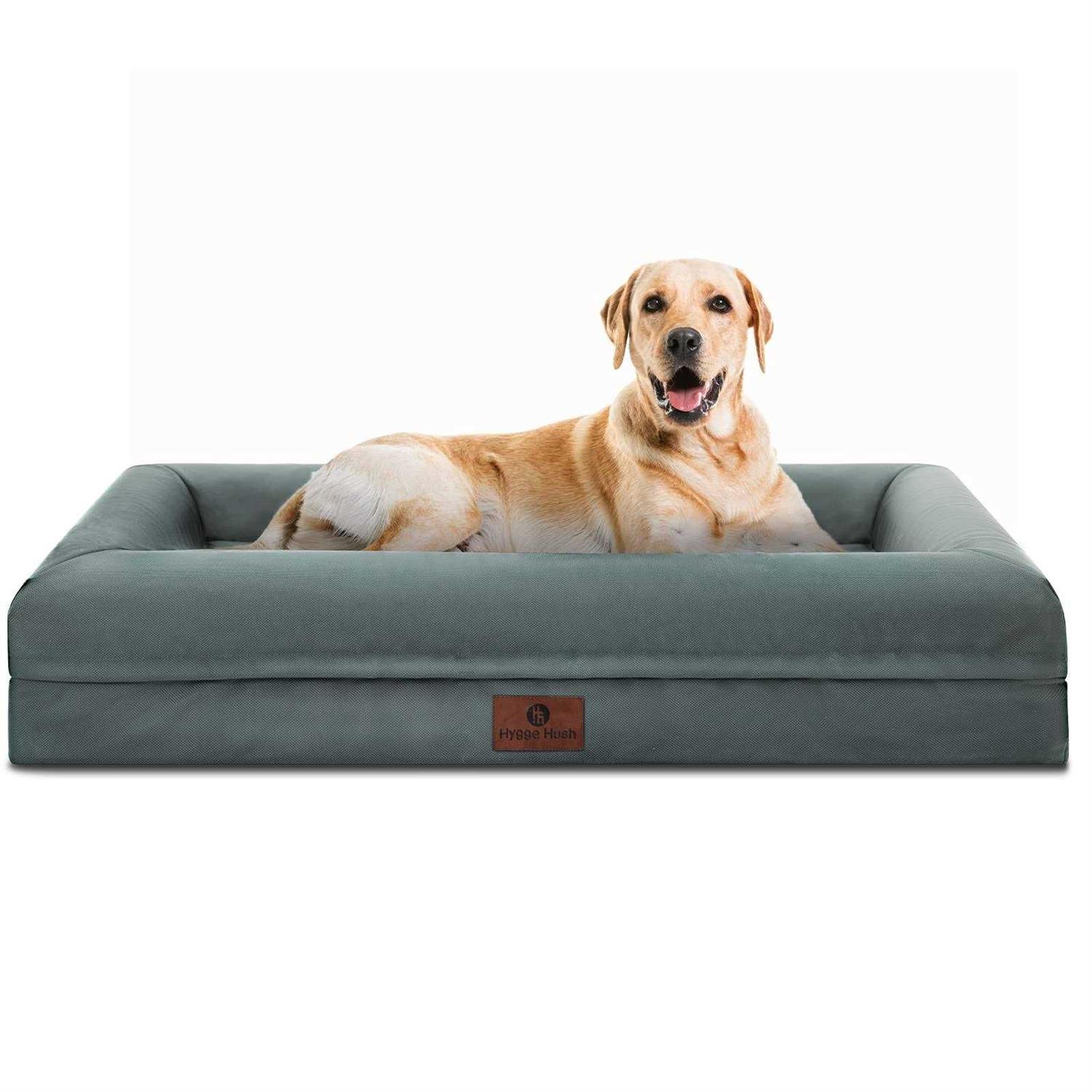 Hygge Hush Summer Waterproof Dog Bed, Washable Dog Bed with Removable Cover and Bolster