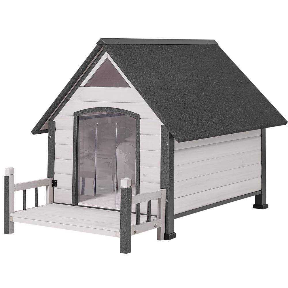 Aivituvin Outdoor Dog House with Porch Strong Iron Frame