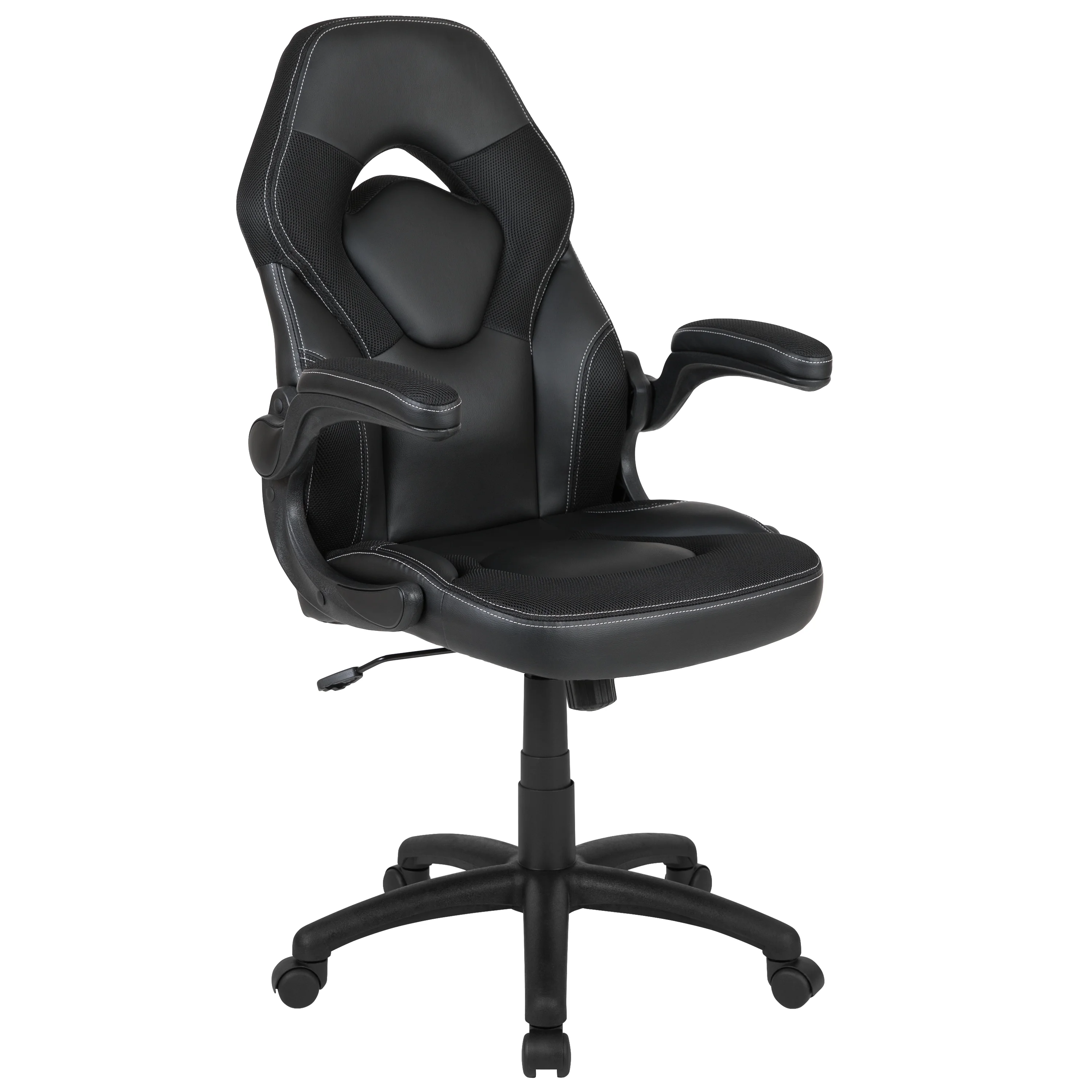 Flash Furniture X10 Gaming Chair Racing Office Ergonomic Computer PC Adjustable Swivel Chair with Flip-up Arms, Black LeatherSoft