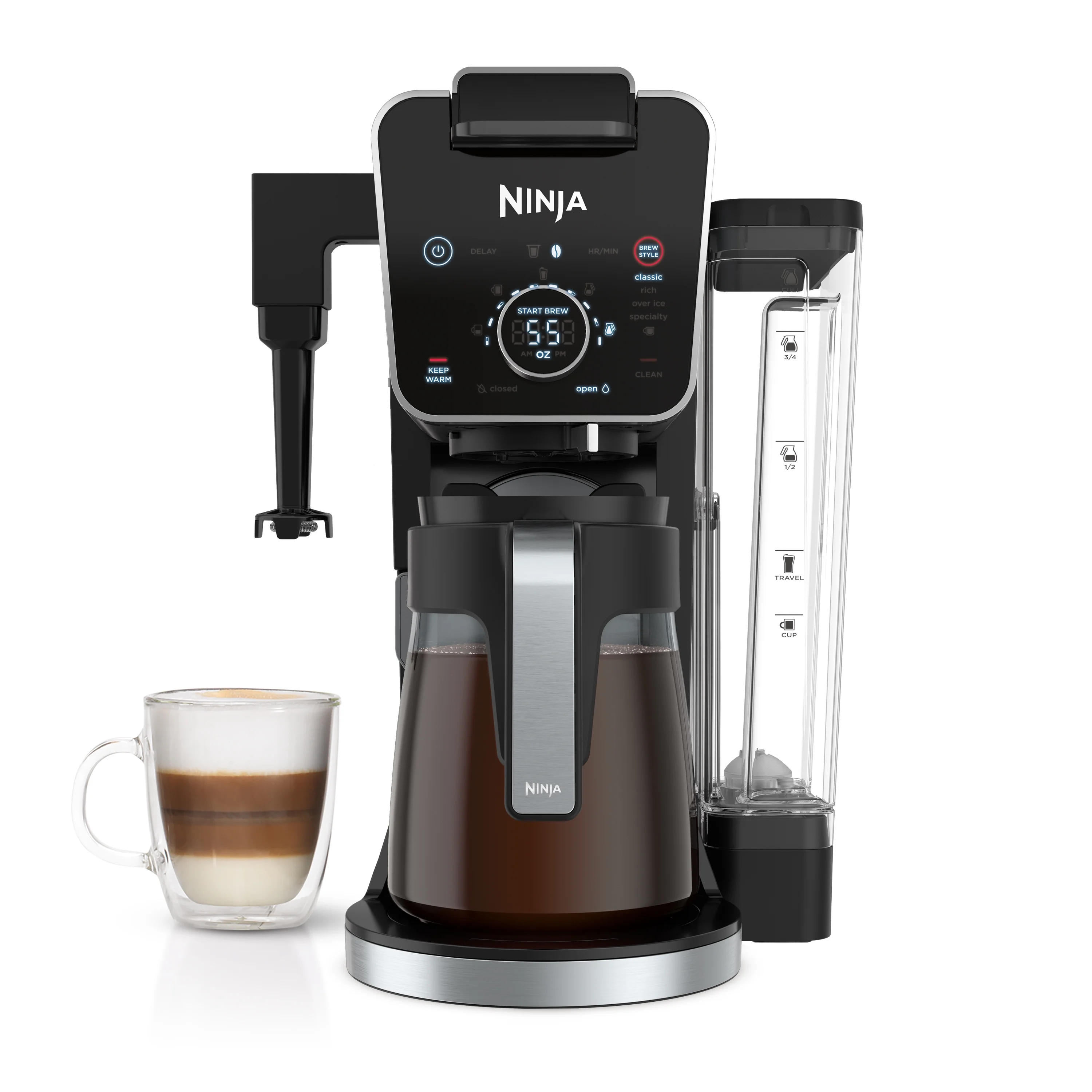 Ninja Dual Brew Specialty Drop Coffee Maker, Single-Serve, K-Cup Pod Compatible, 12-Cup, Glass Carafe, CFP300