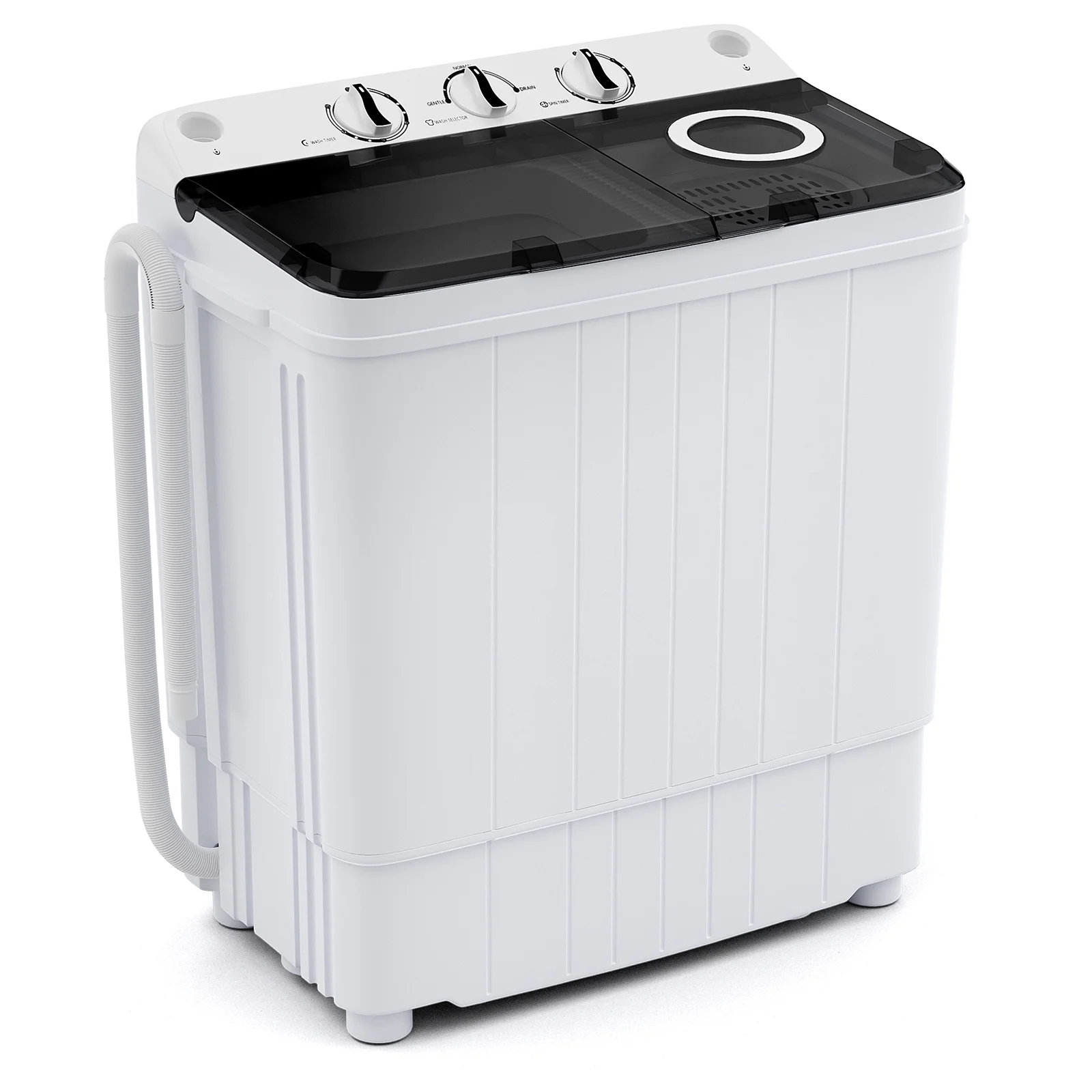 Costway Portable Washing Machine 17.6 lbs Twin Tub Laundry Washer with Drain Pump Grey