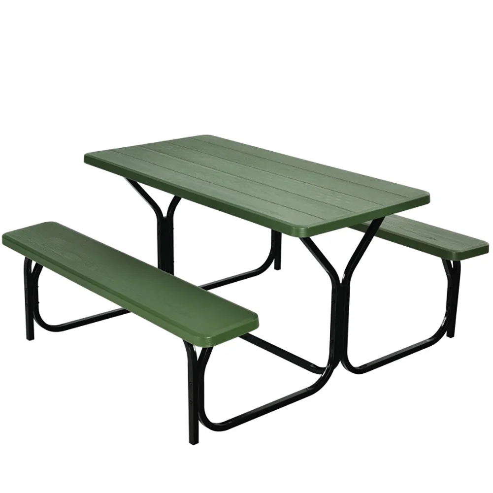 Kepooman Patio Bench, Dining Bench Seating Chair, Picnic Table Bench Set for Outdoor Camping -Green