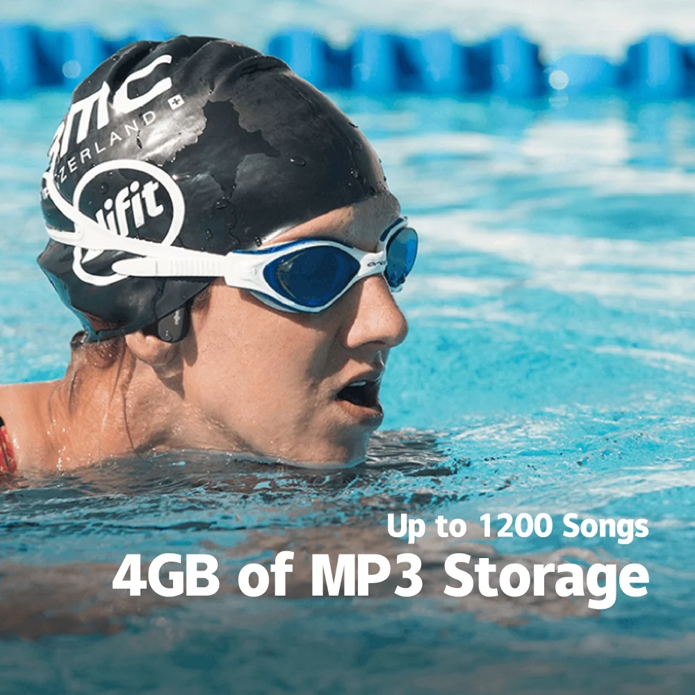 AfterShokz Xtrainerz Open-Ear Mp3 Swimming Headphones, Black Diamond (Not Bluetooth compatible)