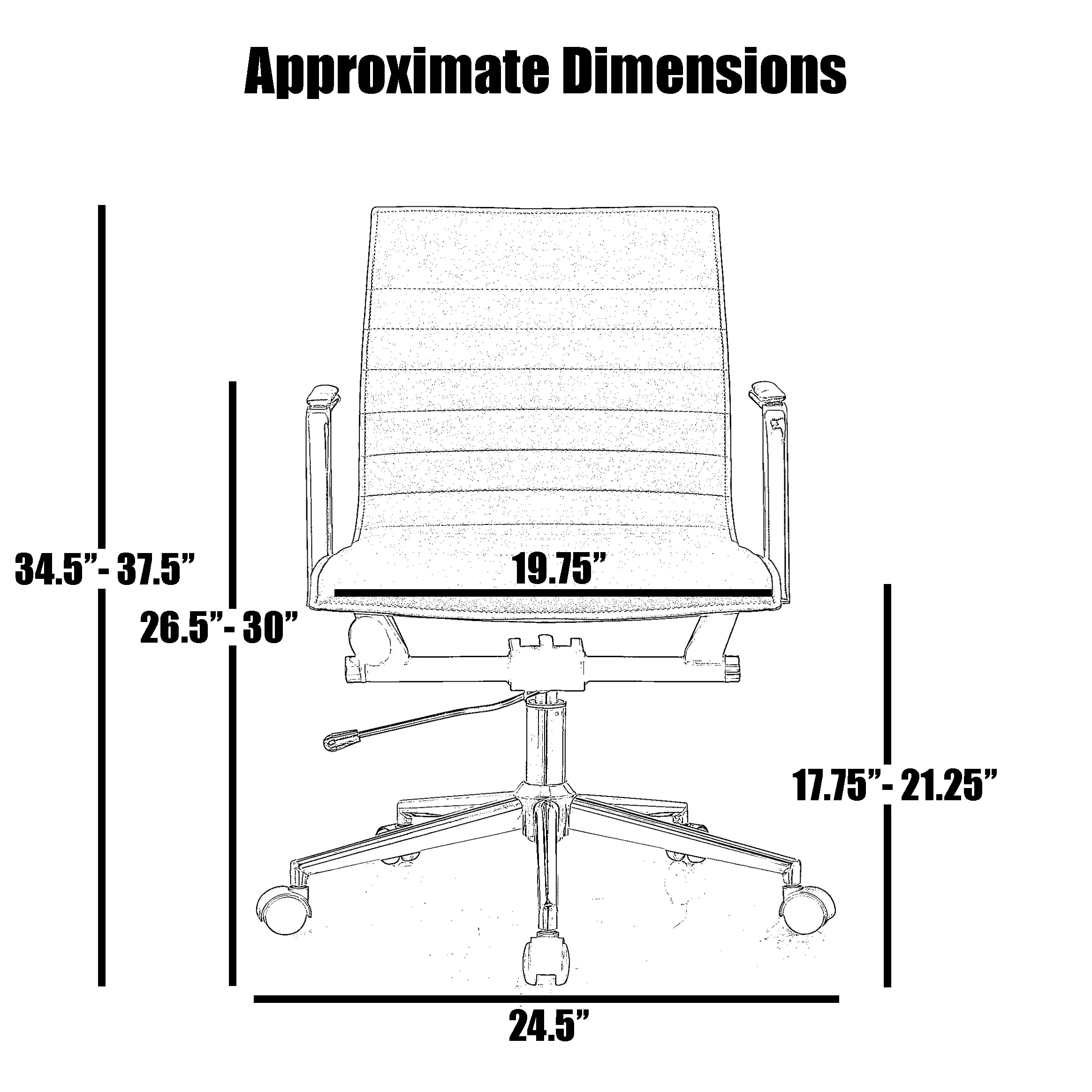 2xhome Mid Century Office Chair With Arms Wheels Modern Black Desk Chair Ergonomic Mid back PU Leather Arm Rest Tilt Adjustable Height Swivel Task