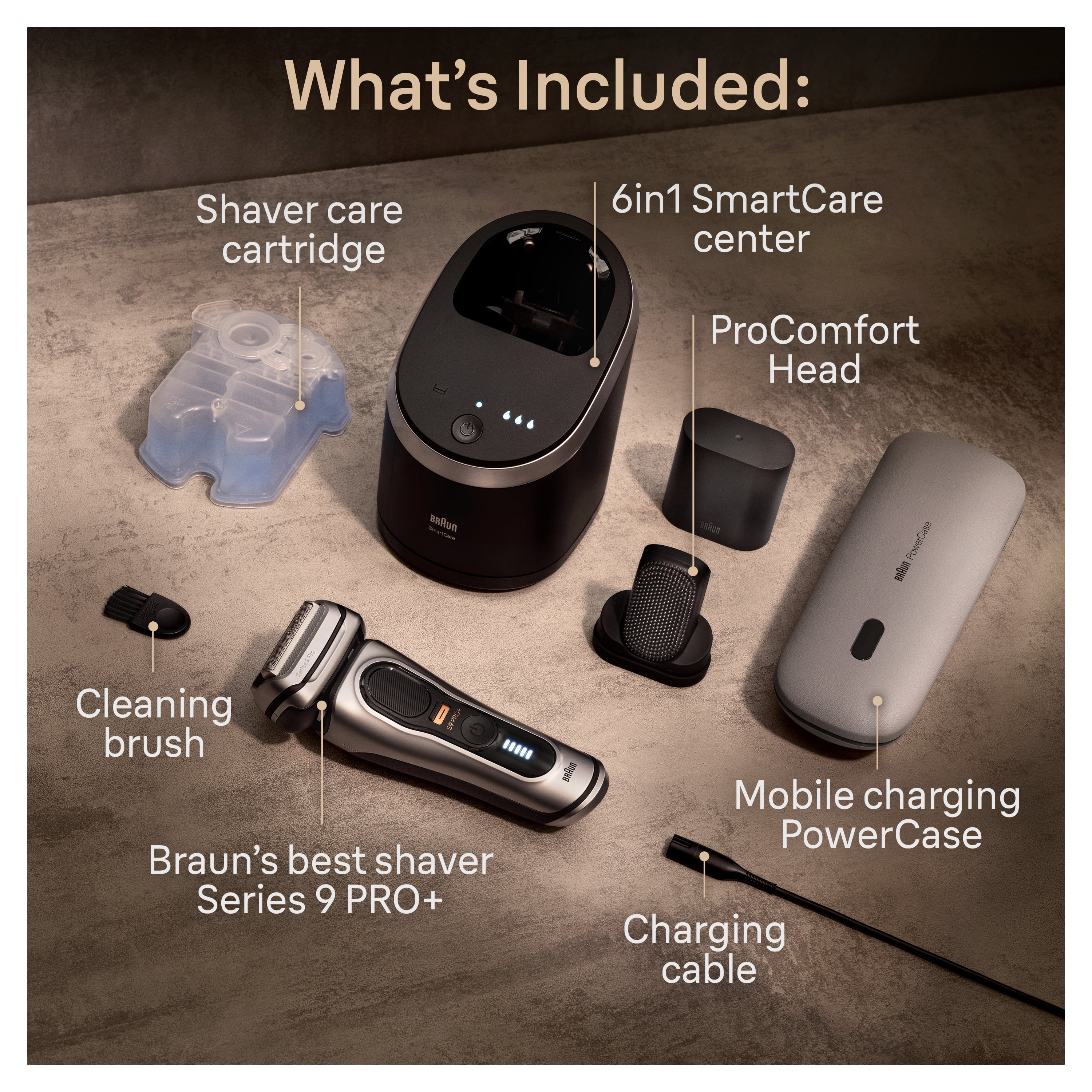 Braun Series 9 PRO+ Electric Shaver, ProComfort Head, Powercase, 6in1 SmartCare Center, 9599cc Silver