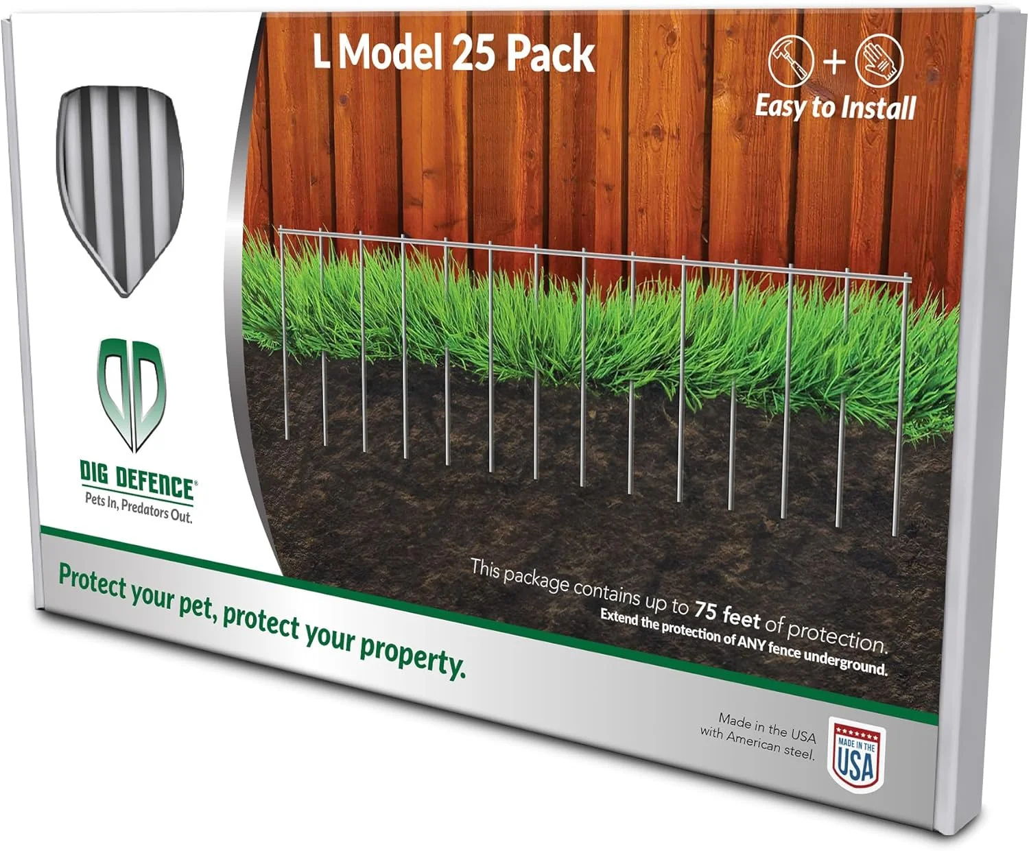 Dig Defence Dog Fence No Dig Barrier Fence Panels for Large Pets and Yard Protection 25 Pk up to 75 ft