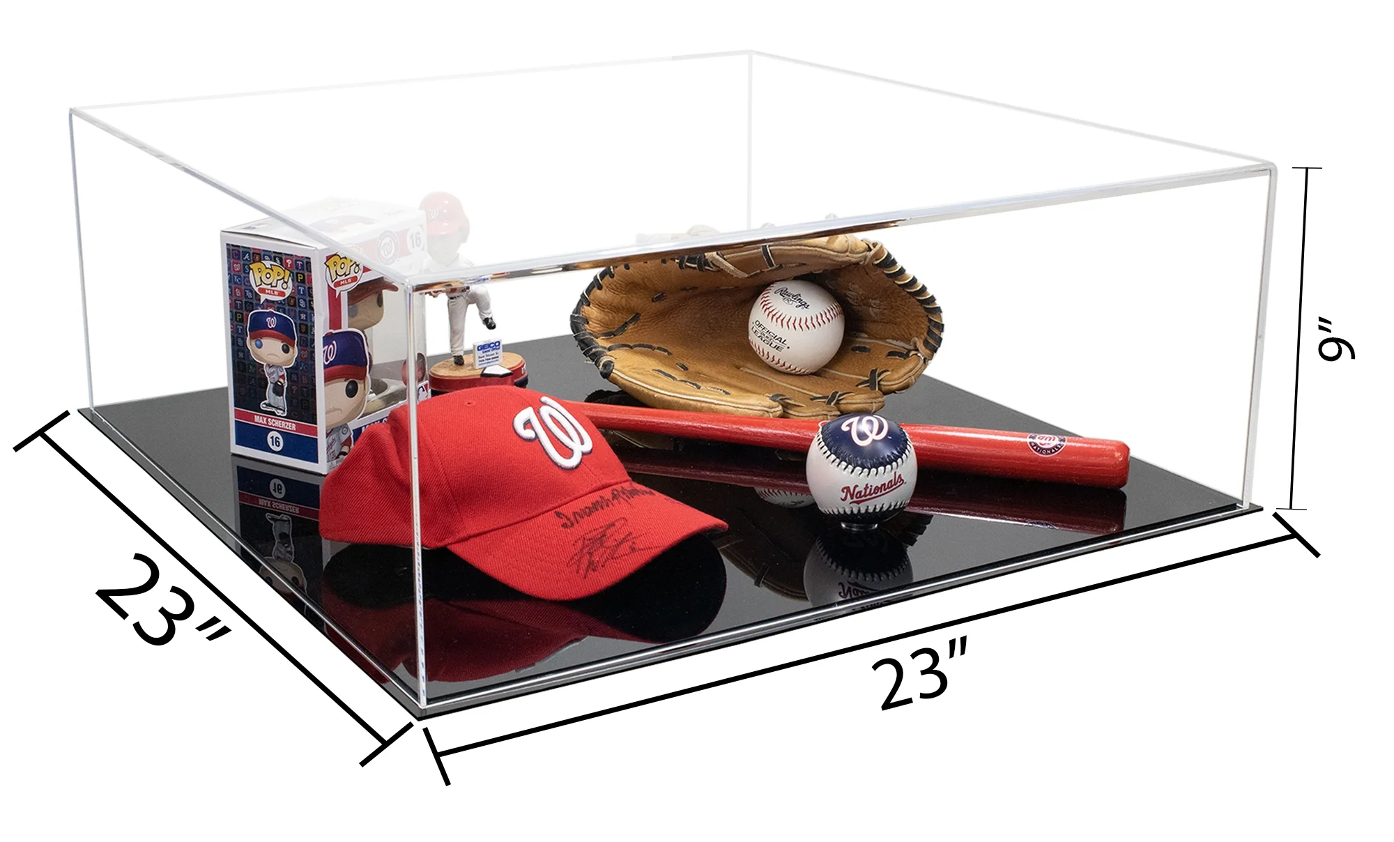Better Display Cases Clear Acrylic Large Versatile Display Case with Black Base - 23.675” L x 23.675” D x 9” H (A128)